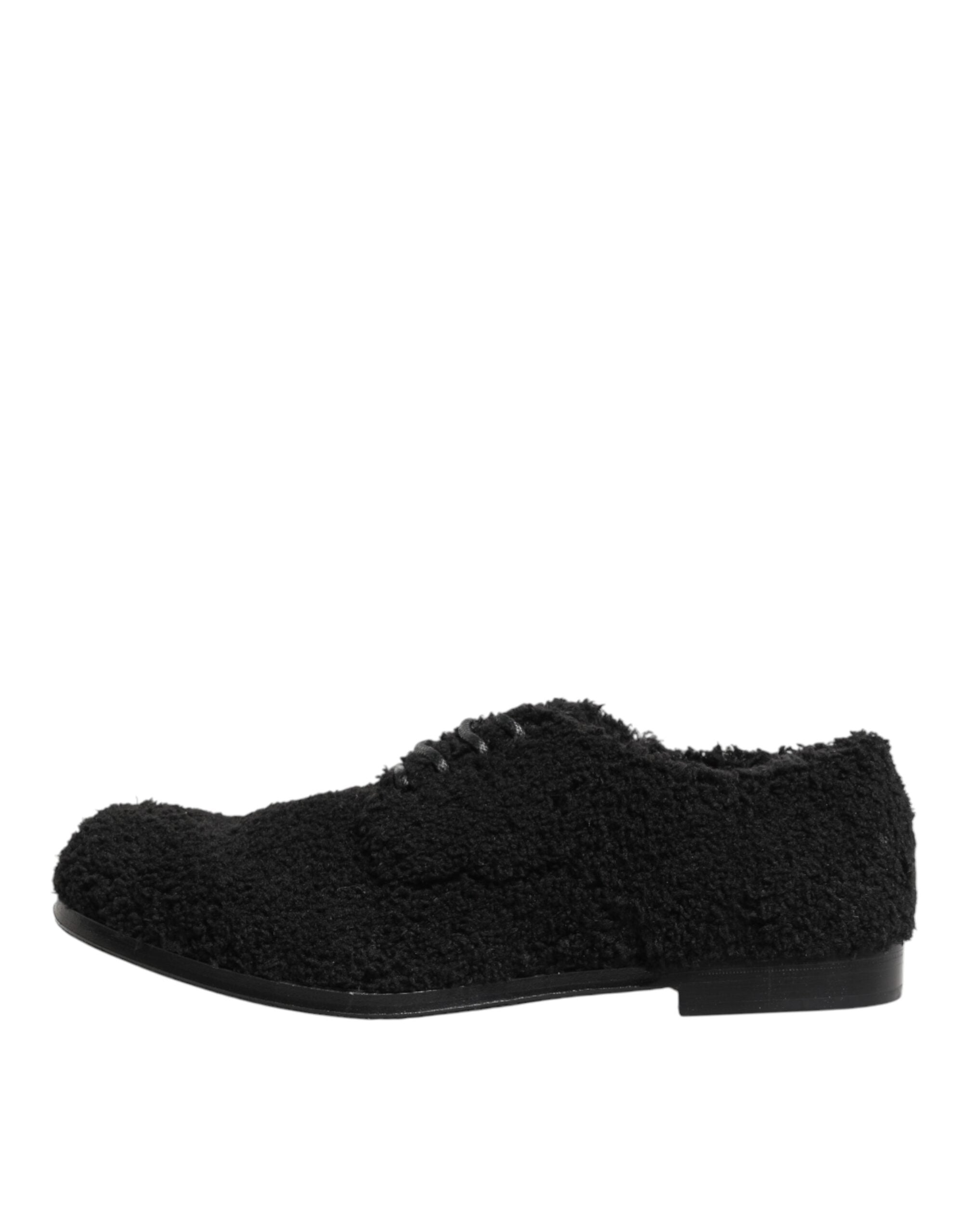 Men Black Riccio Shearling Dress Derby Shoes - ventzia