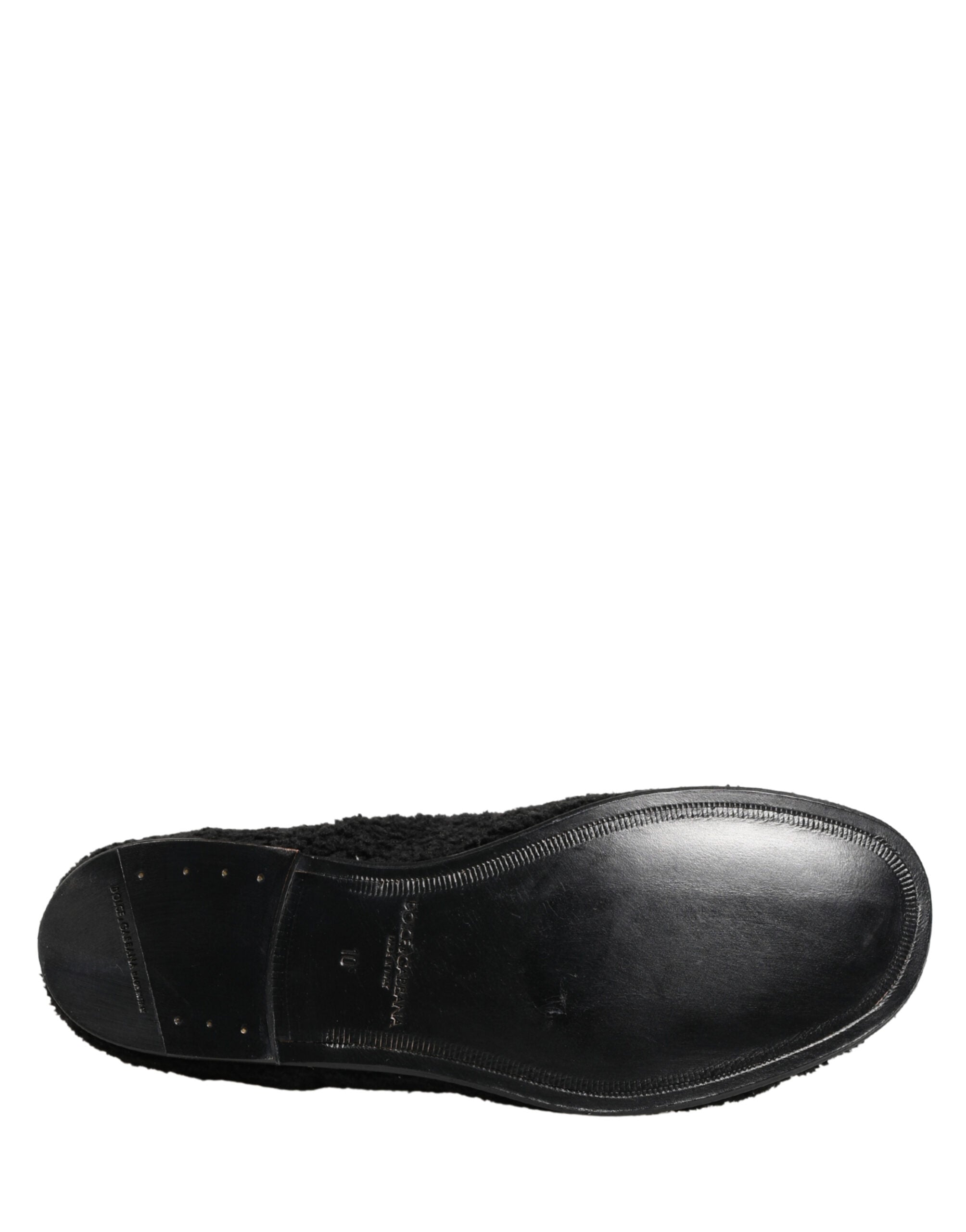 Men Black Riccio Shearling Dress Derby Shoes - ventzia