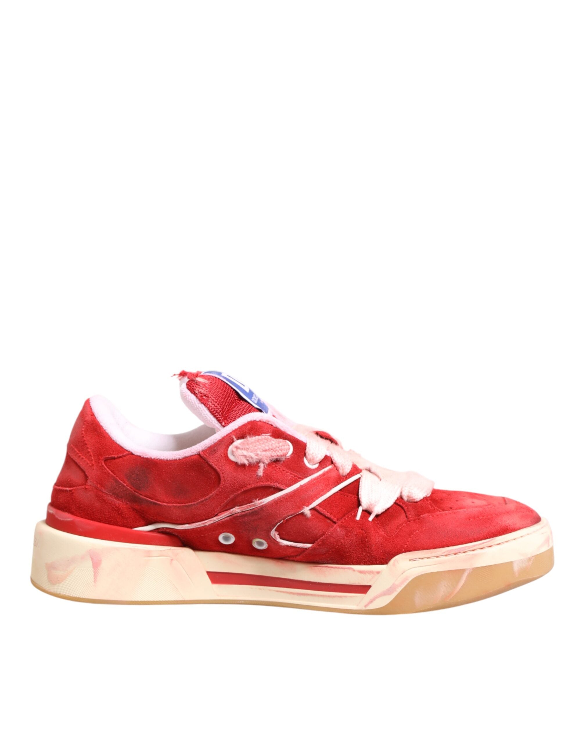 Red White Suede DG Logo Low Top Sneakers Shoes - ventzia