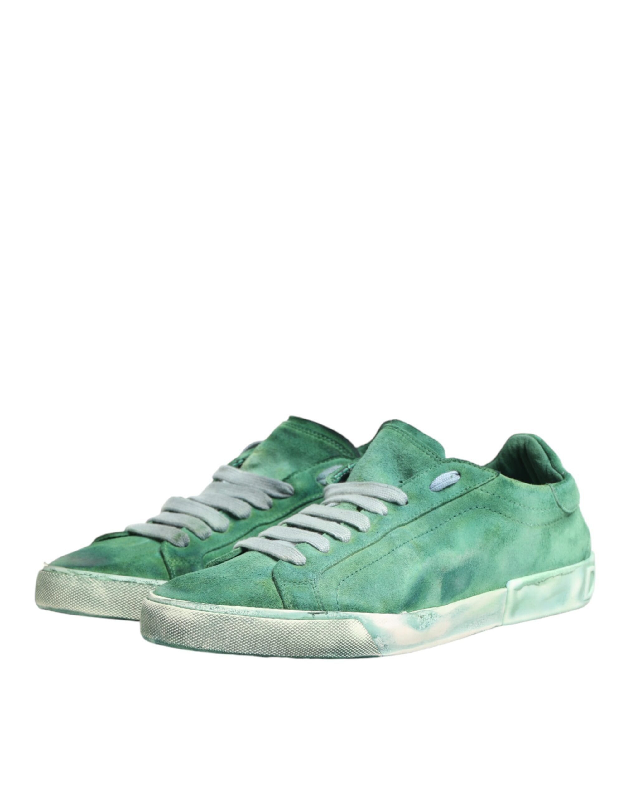 Green Suade DG Logo Sole Low Top Sneakers Shoes - ventzia