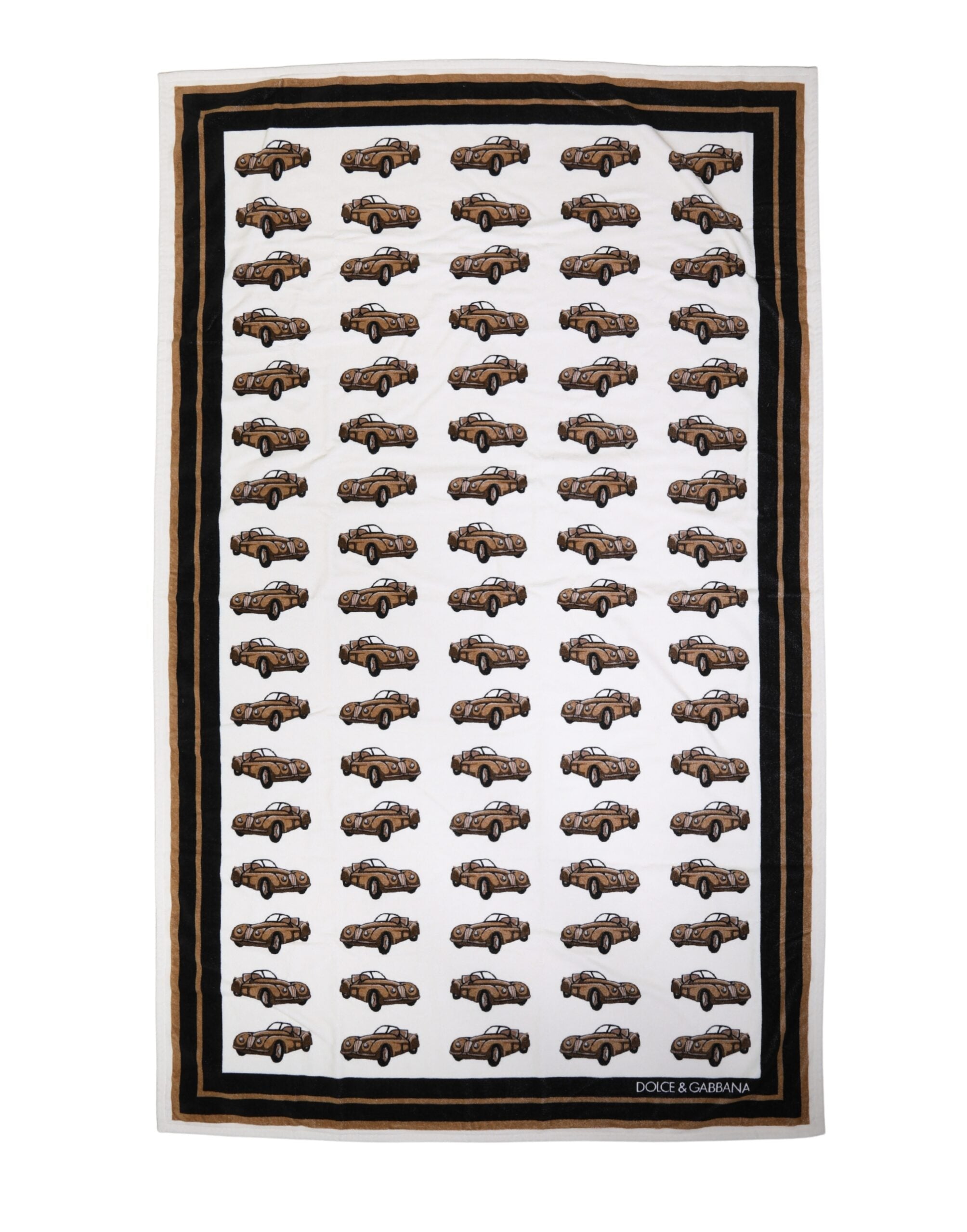 Towel White Cotton Car Graphic Print 115cm x 180cm Beach - ventzia