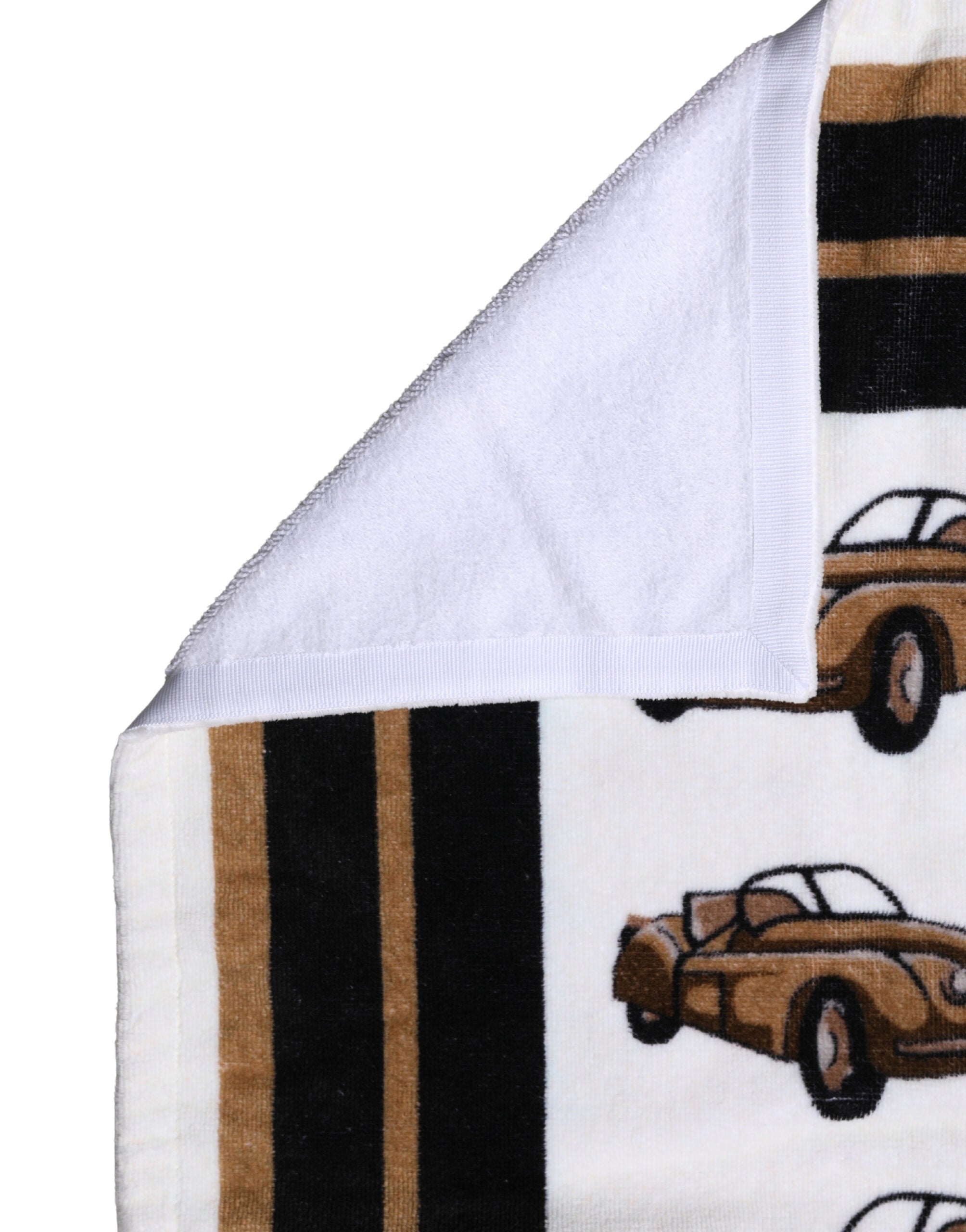 Towel White Cotton Car Graphic Print 115cm x 180cm Beach - ventzia