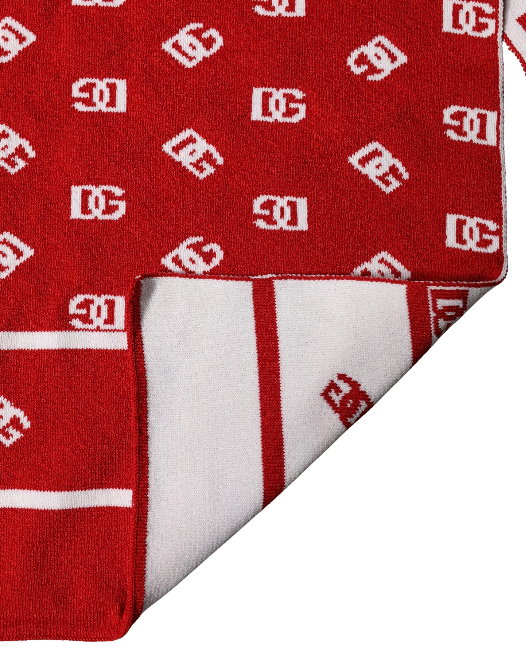 Red White Logo Print Foulard 201cm x 40.5cm Men Scarf - ventzia