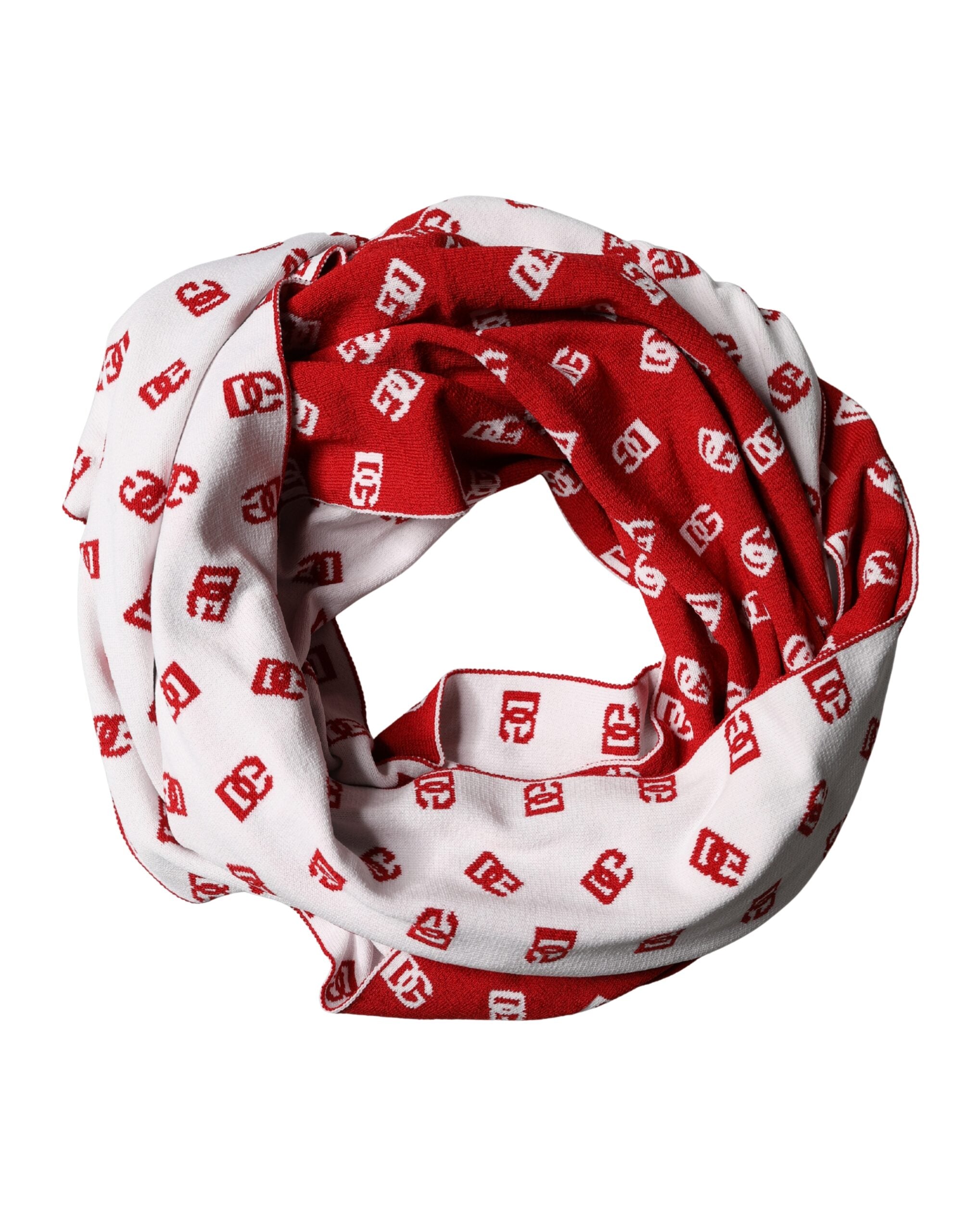 Red White Logo Print Foulard 201cm x 40.5cm Men Scarf - ventzia