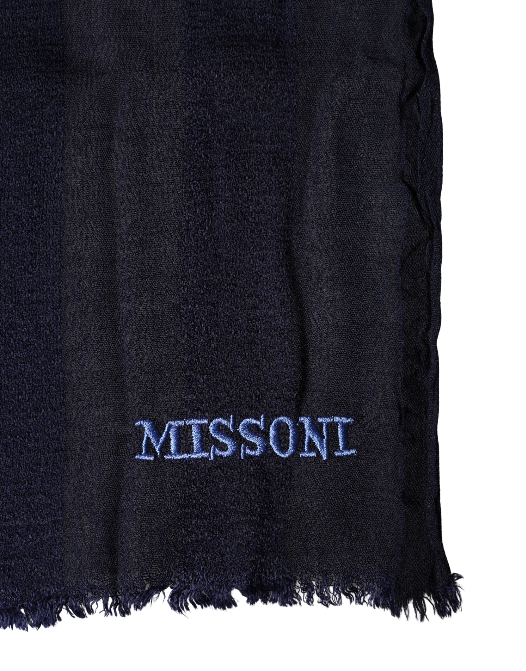 Dark Blue Wool Knit Unisex Wrap Fringe Shawl 170cm x 60cm Scarf - ventzia
