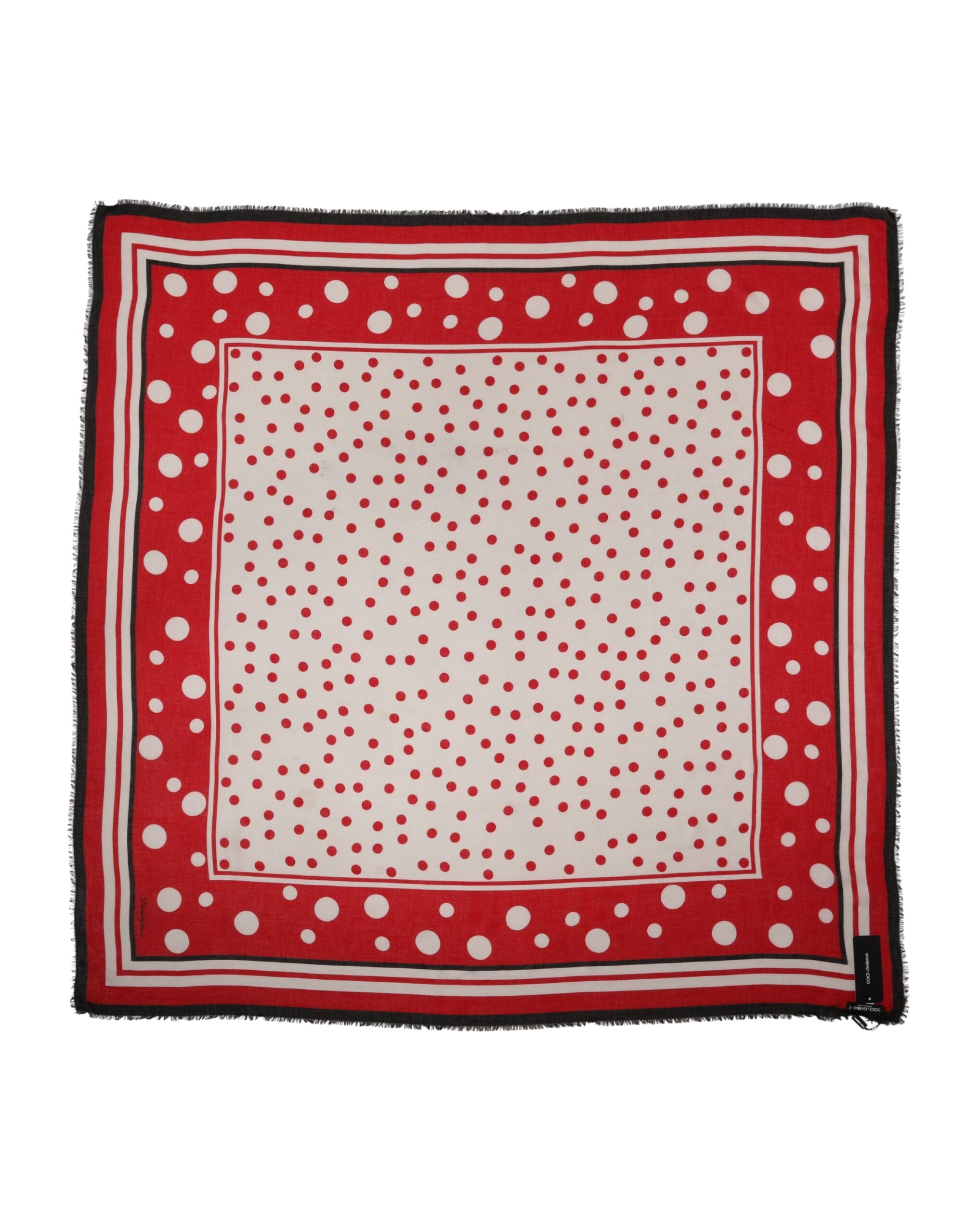 Red Polka Dot Print Square Stole 130cm x 130cm Scarf - ventzia
