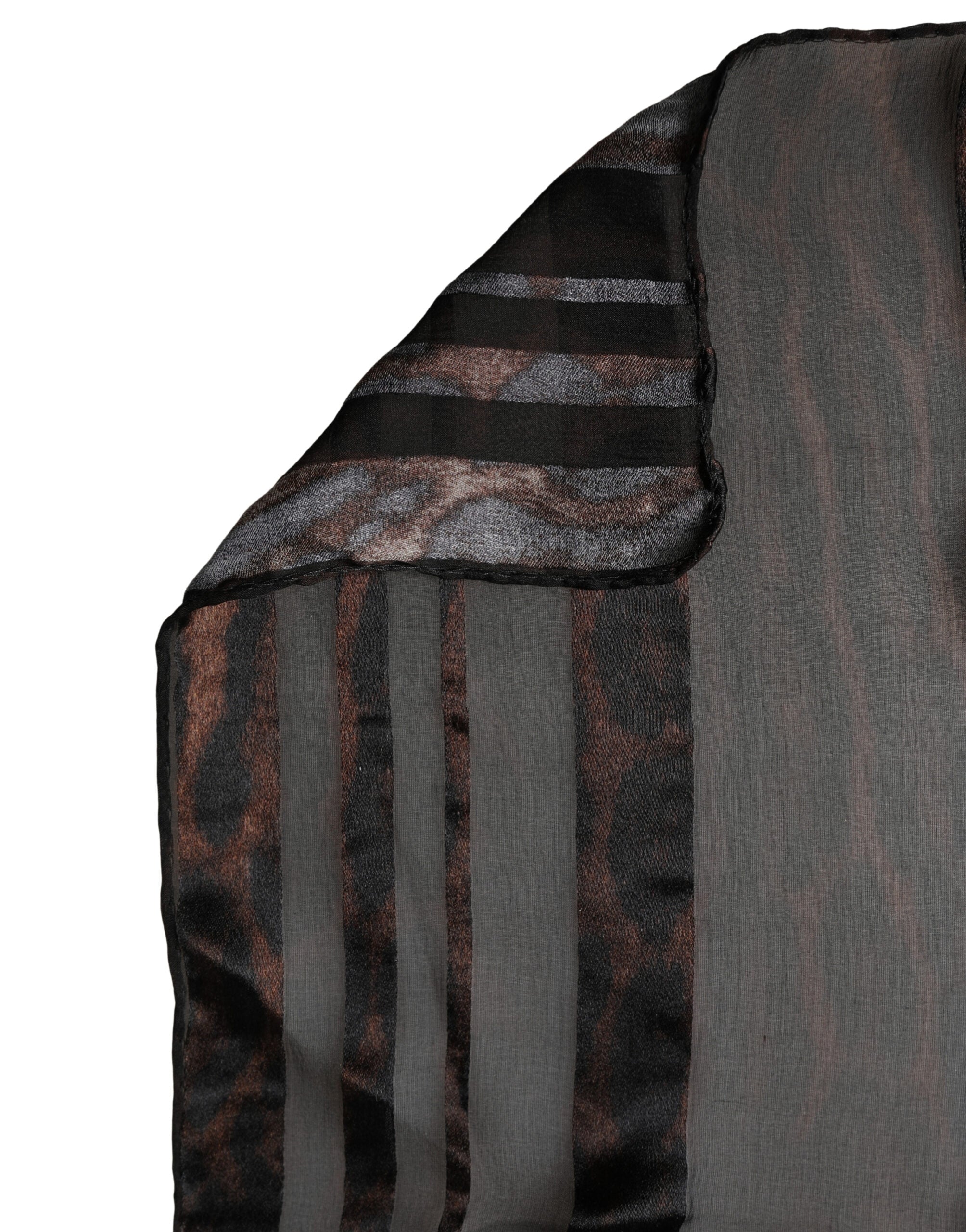 Black Stripes Silk Wrap Shawl Stole 193cm x 131cm Scarf - ventzia