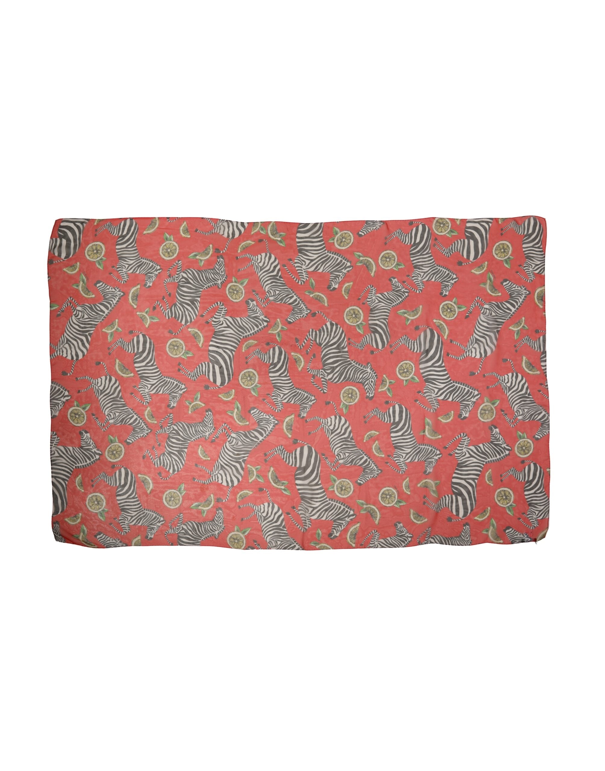 Red Zebra Print Silk Wrap Shawl Stole 200cm x 132cm Scarf - ventzia