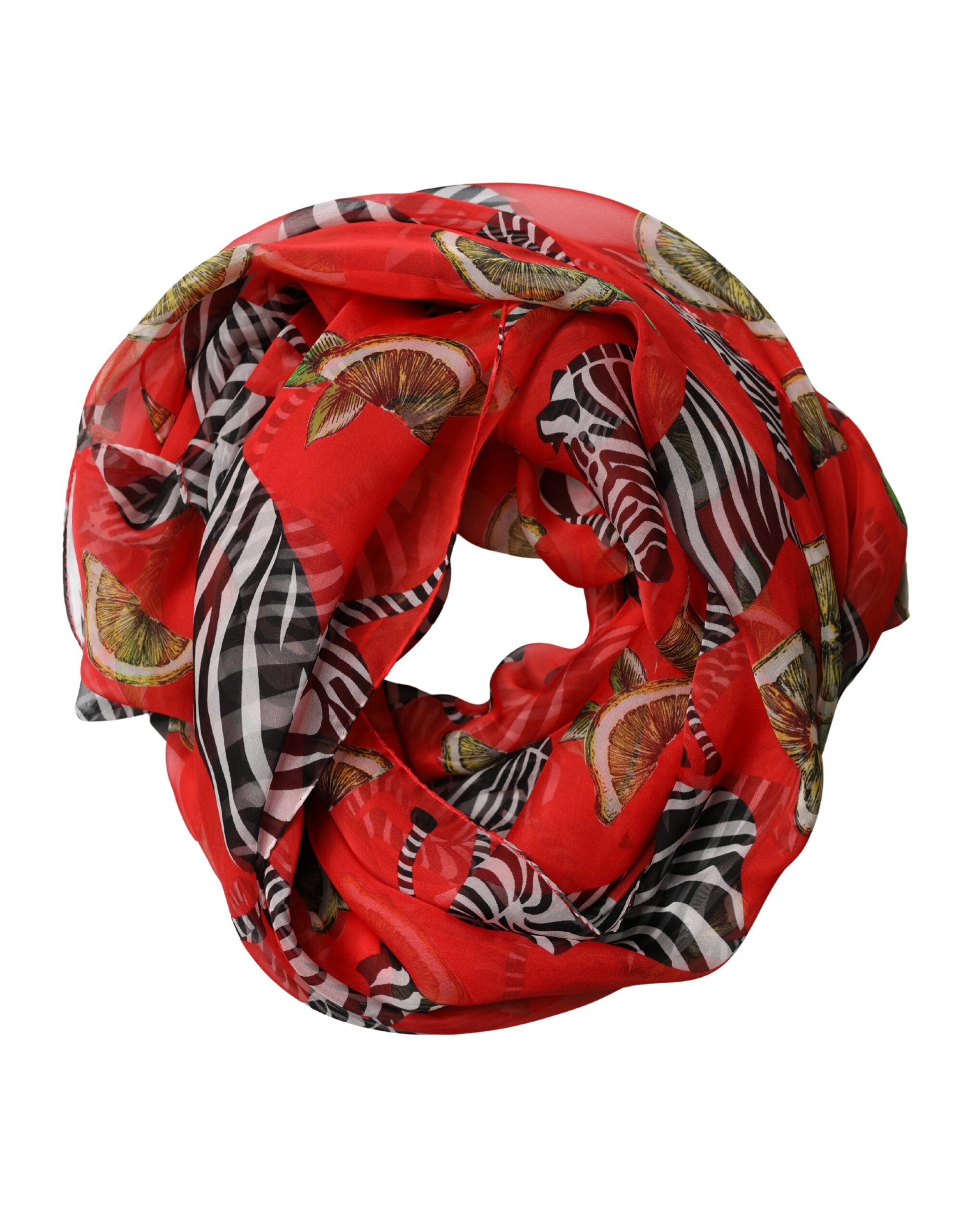 Red Zebra Print Silk Wrap Shawl Stole 200cm x 132cm Scarf - ventzia