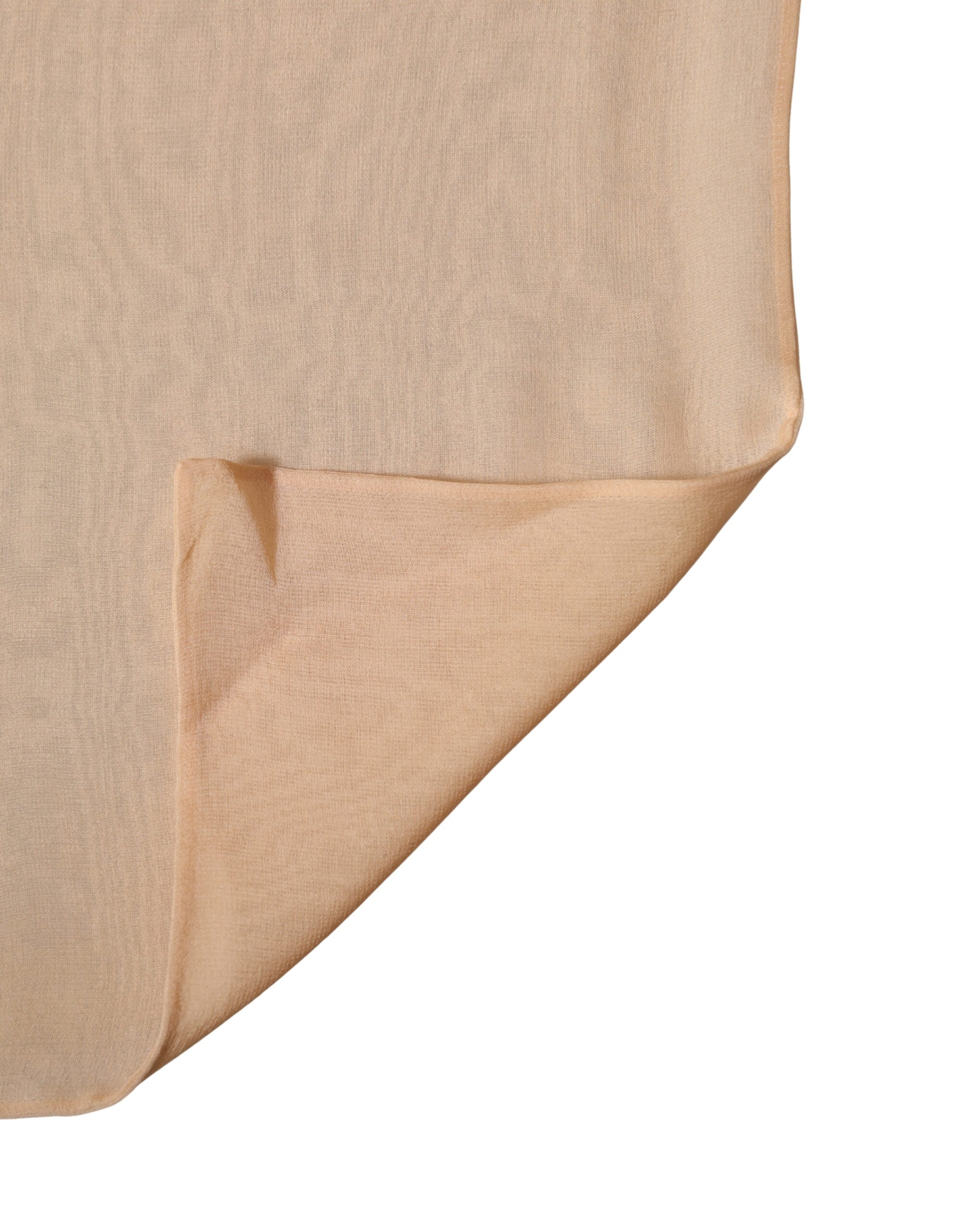Beige Silk Sash Wrap Foulard Stole 292cm x 19cm Scarf - ventzia