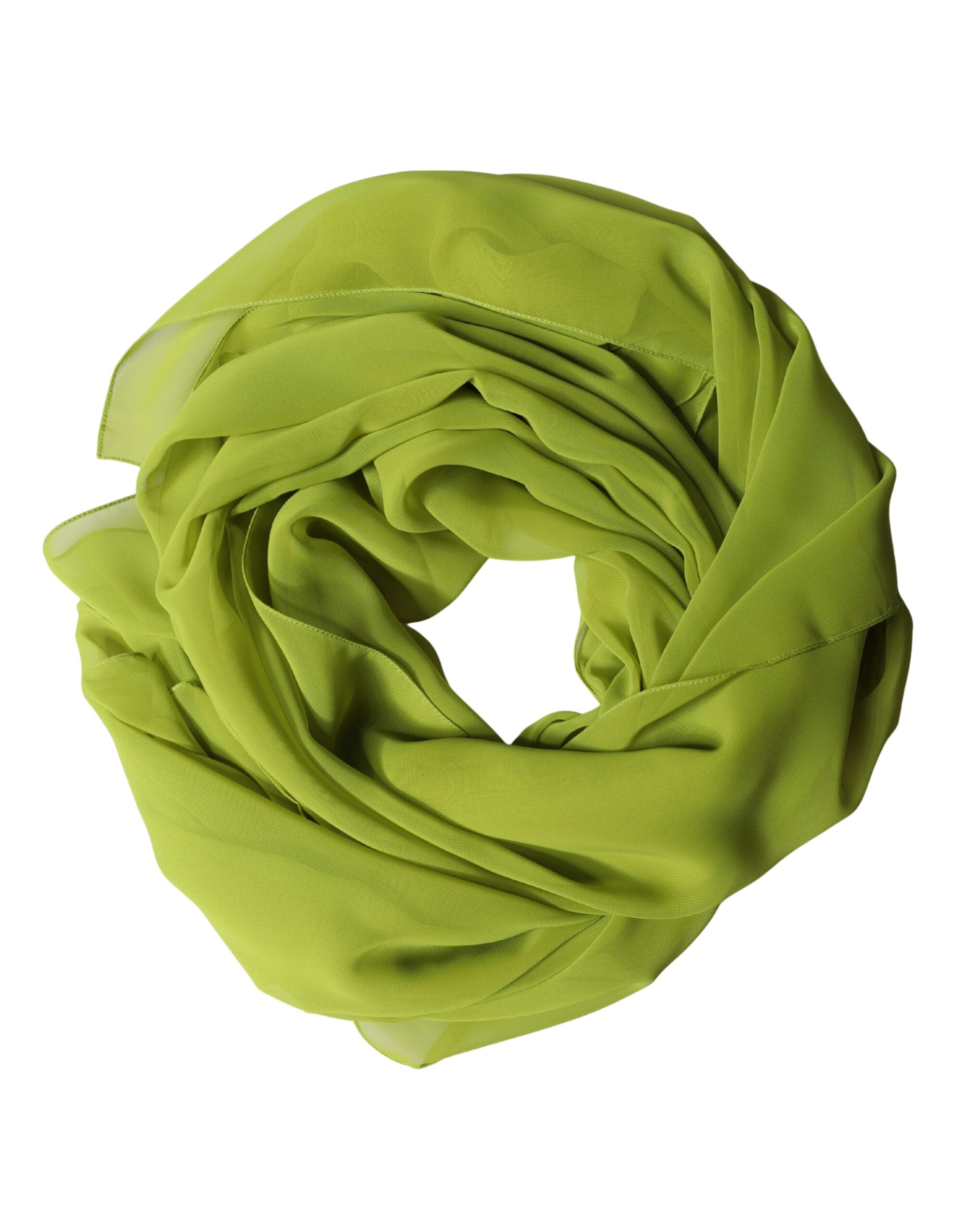 Yellow Green Neck Wrap Shawl Foulard 131cm x 99.5cm Scarf - ventzia