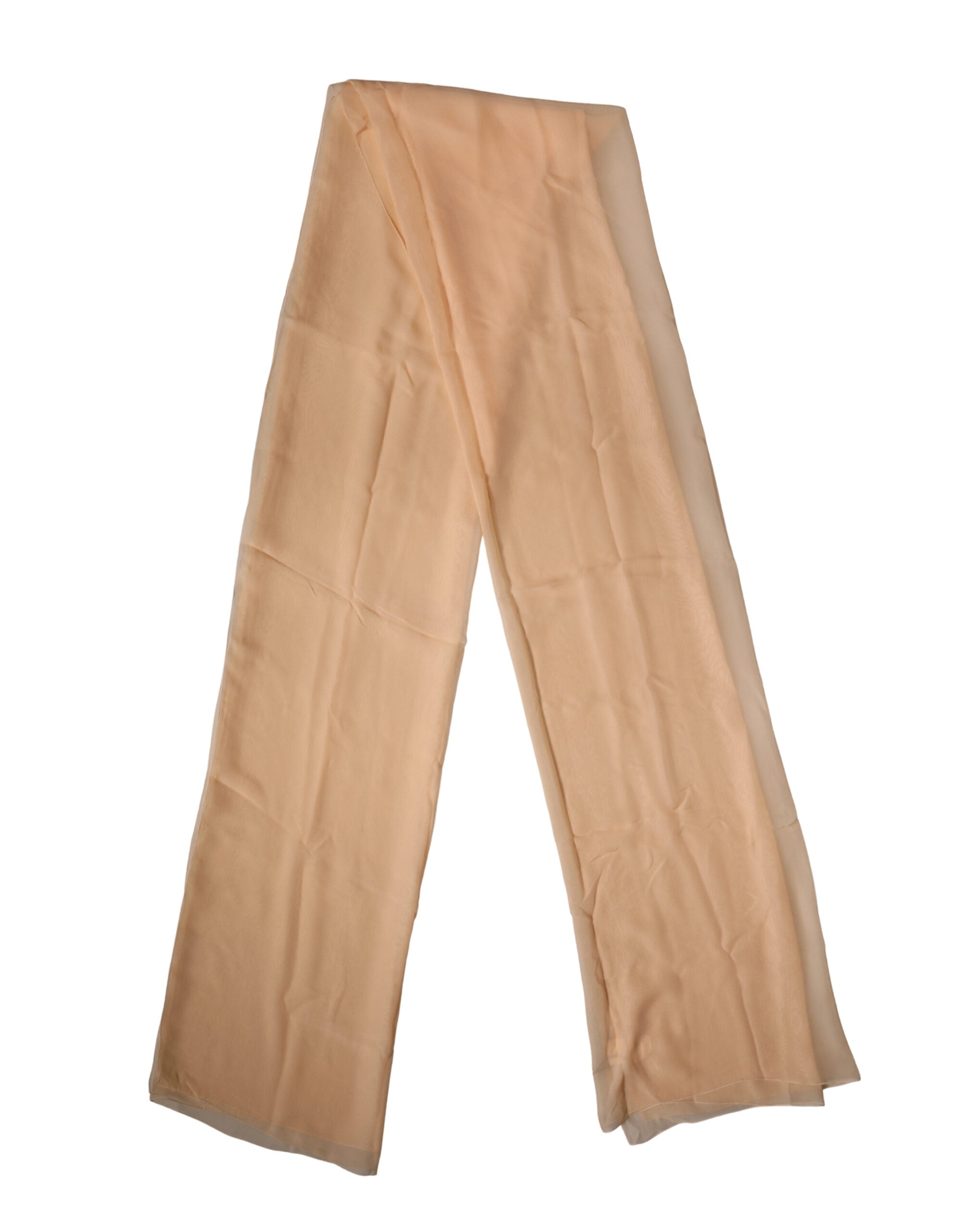 Beige Silk Neck Wrap Shawl Stole 272cm x 120cm Scarf - ventzia