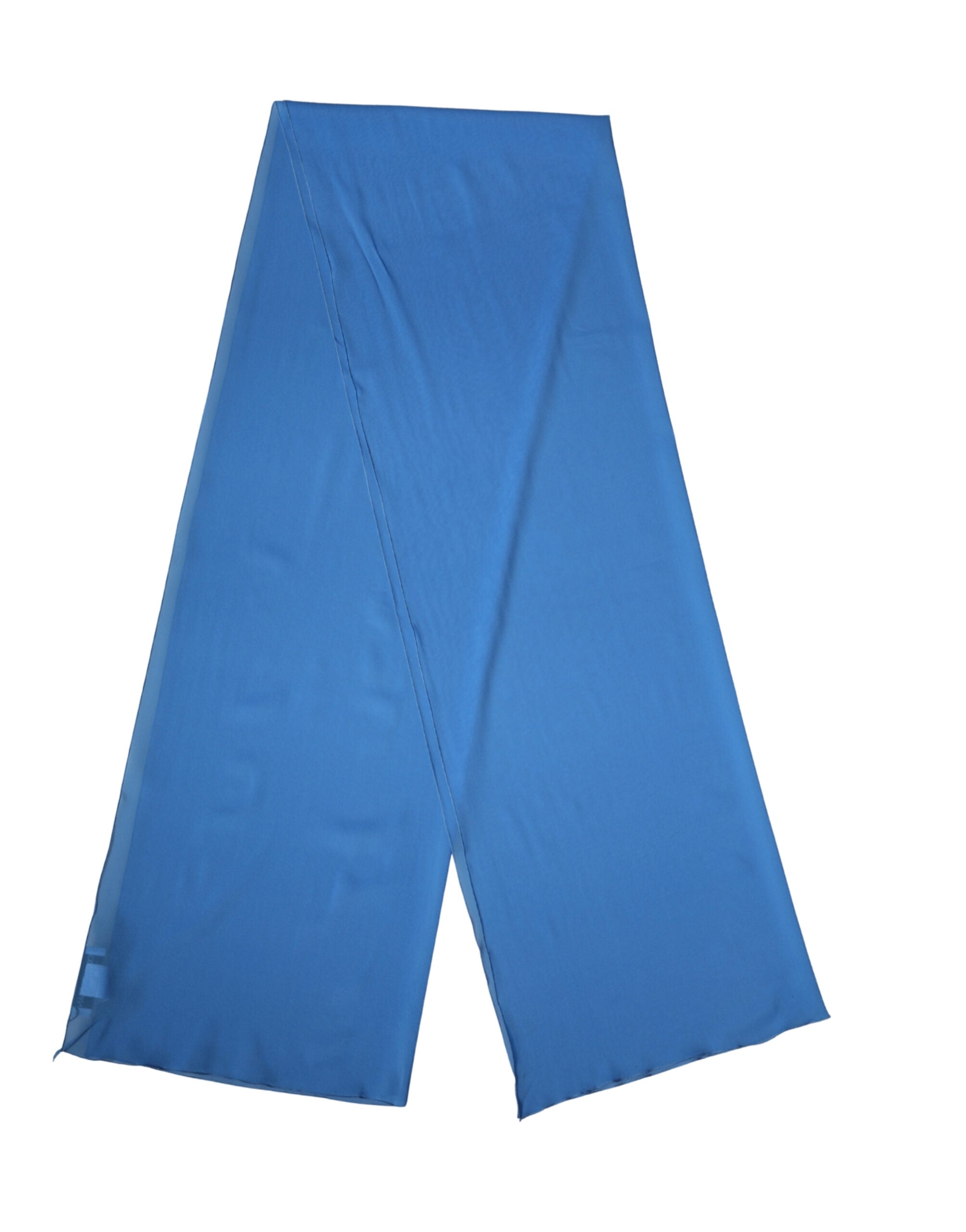 Blue Silk Neck Wrap Shawl Stole 200cm x 64cm Scarf - ventzia