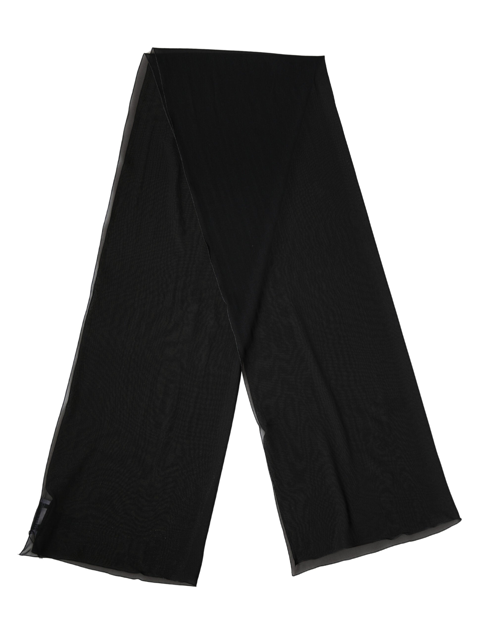 Black Silk Neck Wrap Shawl Stole 200cm x 64cm Scarf - ventzia