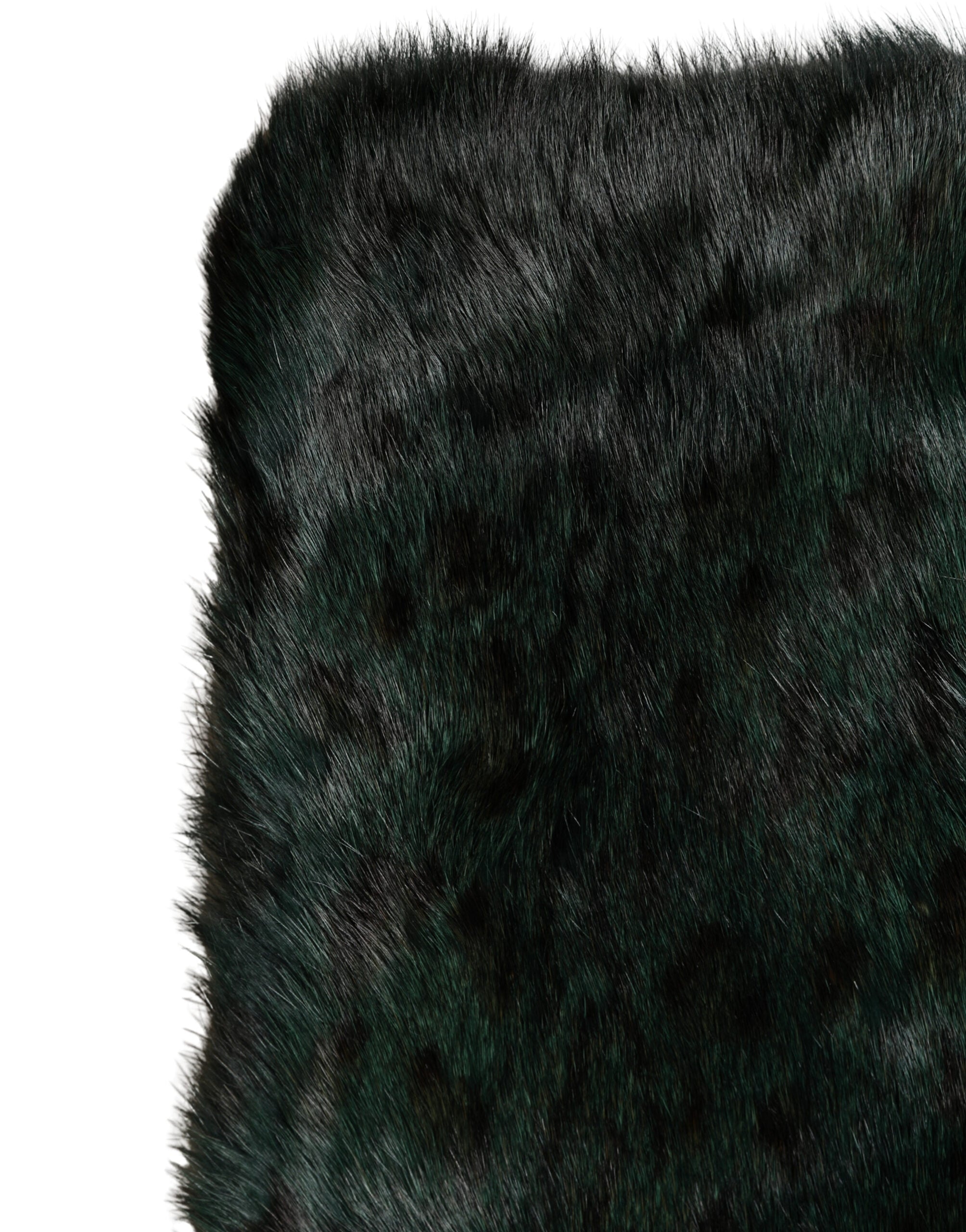 Black Green Stripe Fur Shawl Neck Wrap 180cm x49cm Scarf - ventzia