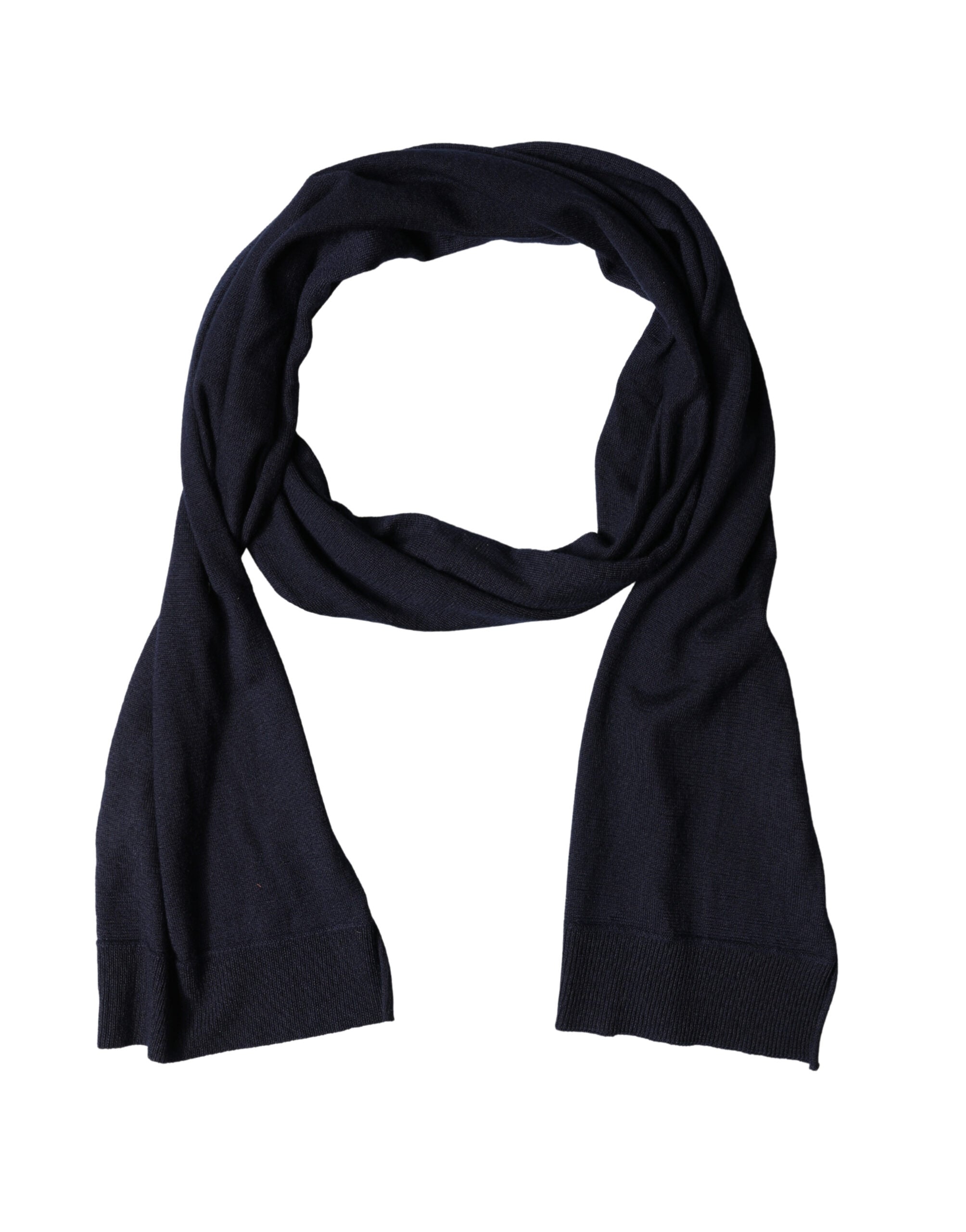 Black Wool Knitted Shawl Neck Wrap 200cm x 25cm Scarf - ventzia