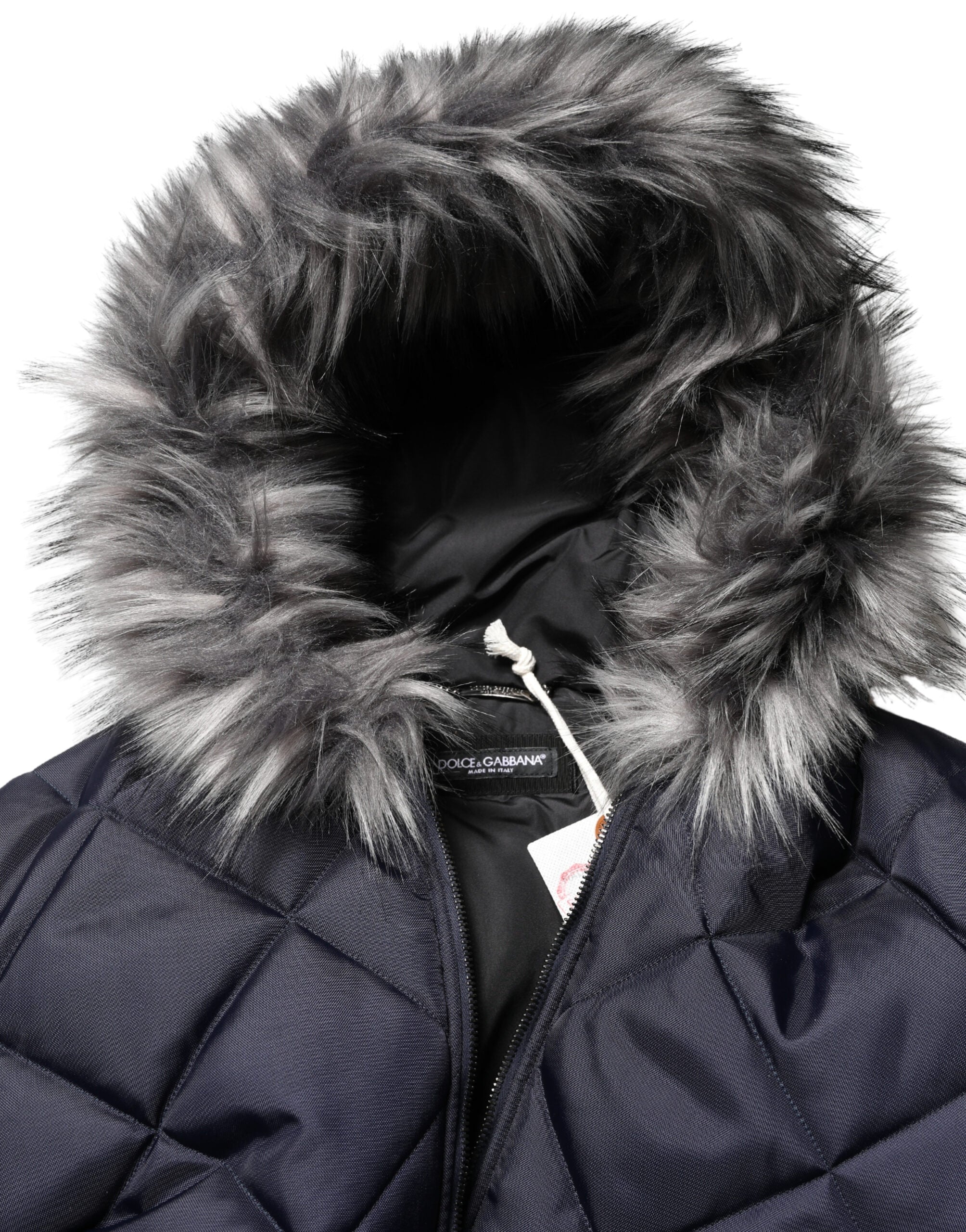 Black Quilted Fur Shearling Hooded Jacket - ventzia