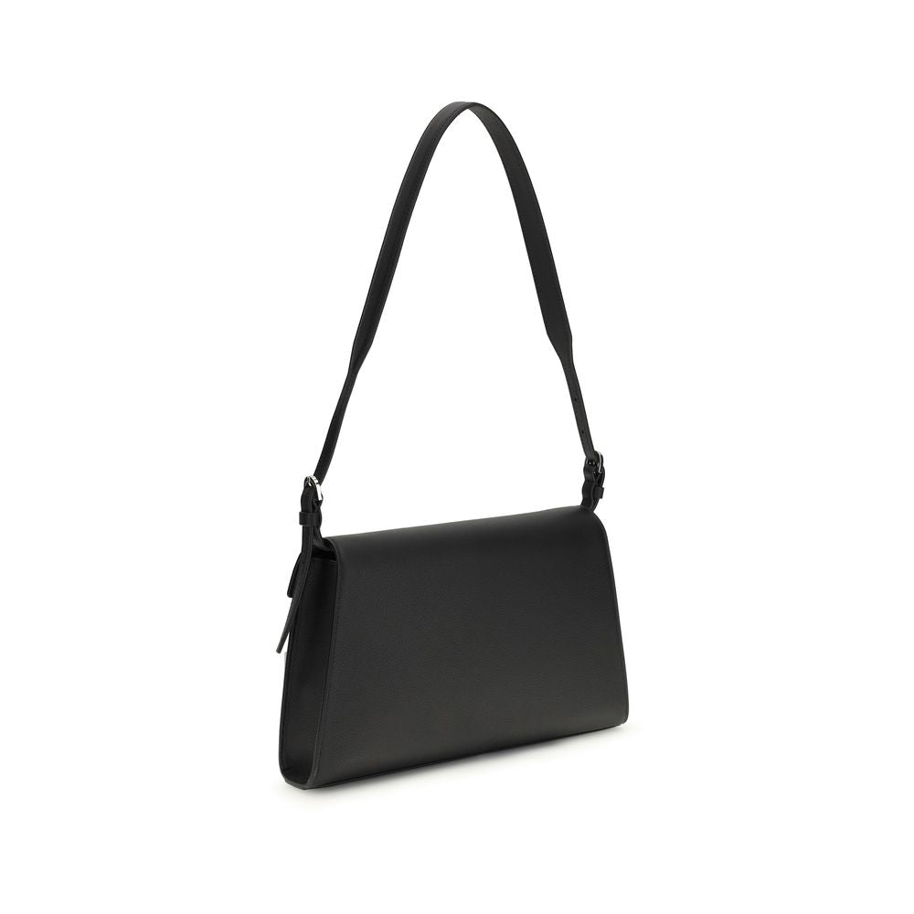 Black Calf Leather Bos Taurus Shoulder Bag - ventzia