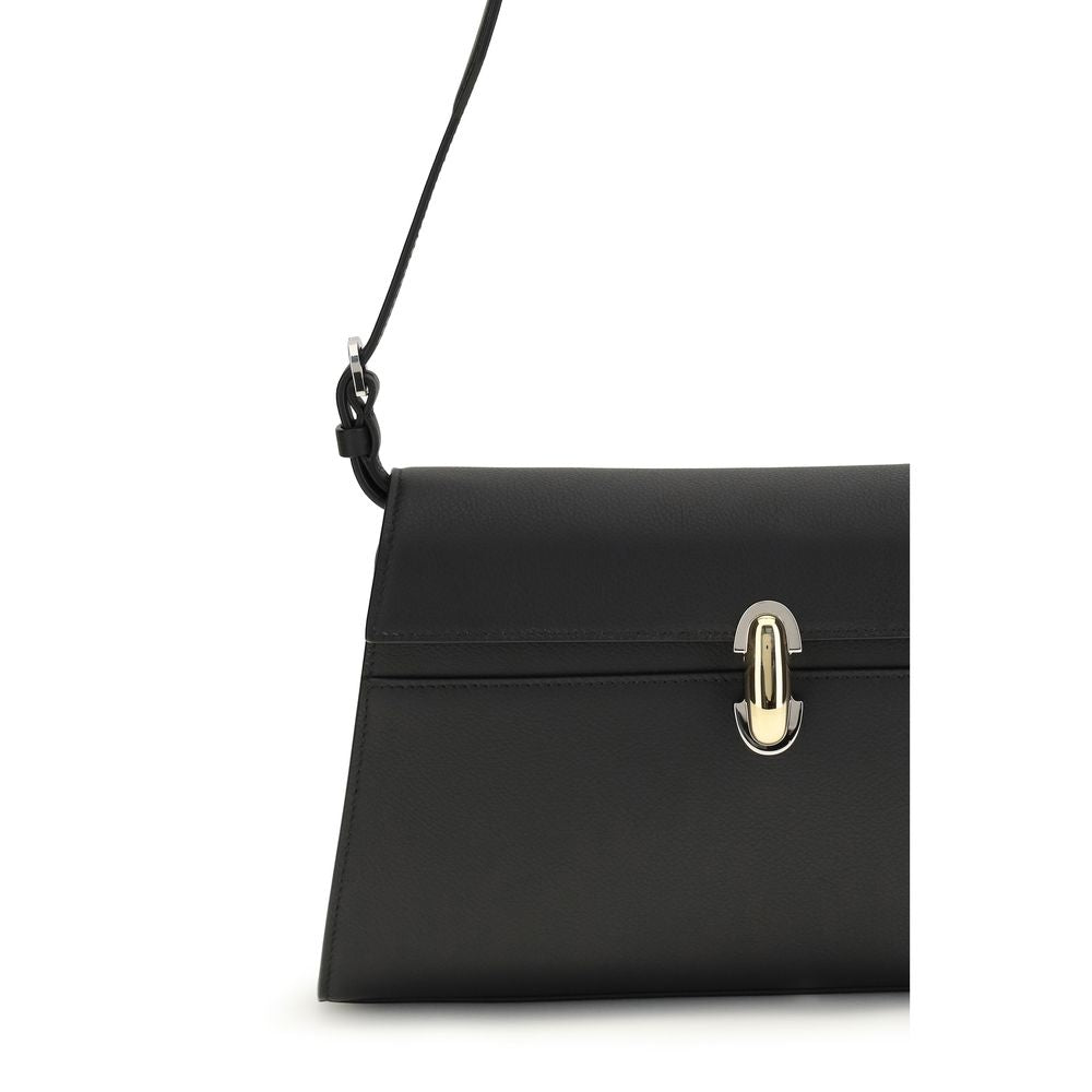 Black Calf Leather Bos Taurus Shoulder Bag - ventzia