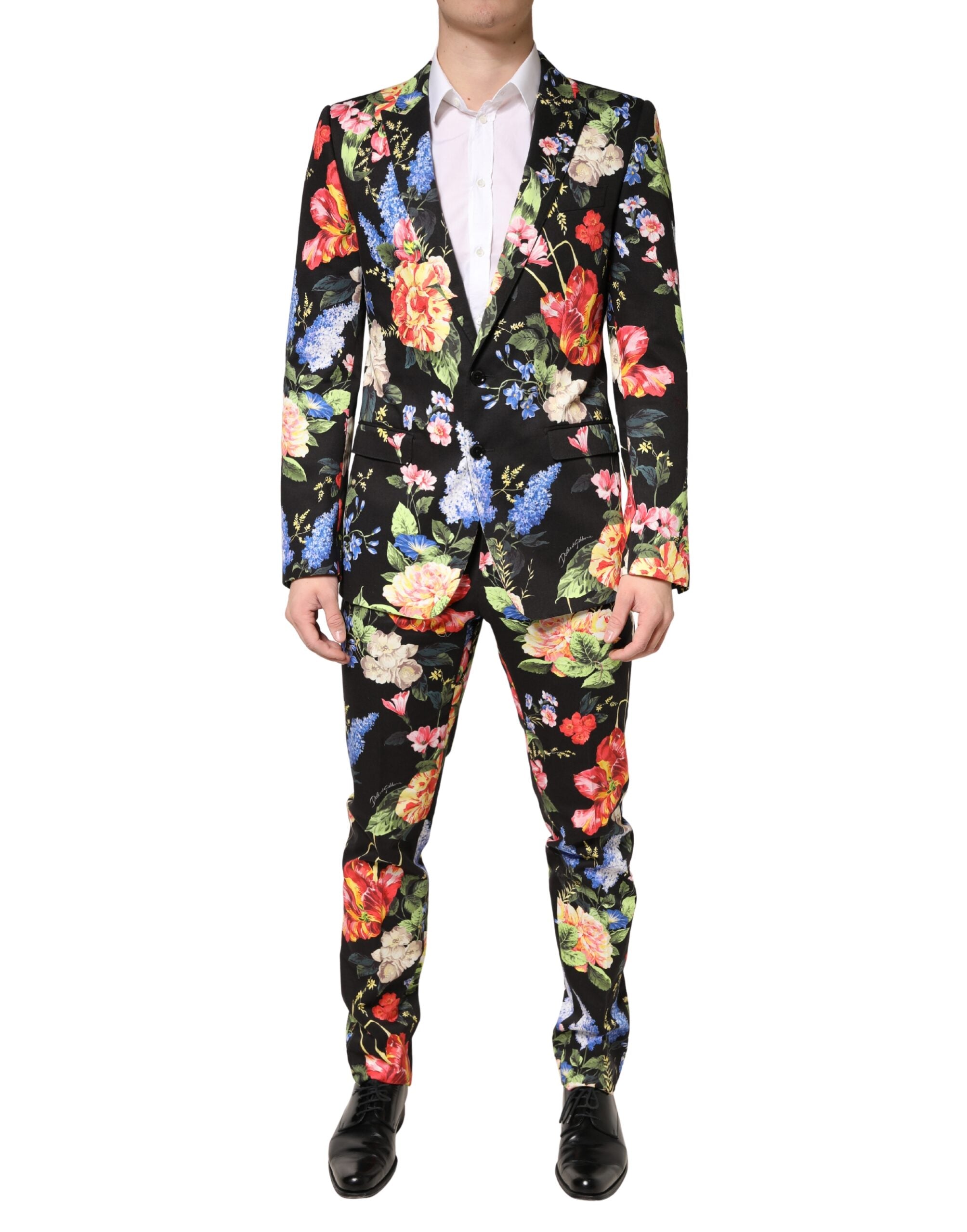 Black Floral Single Breasted MARTINI 2 Piece Suit - ventzia