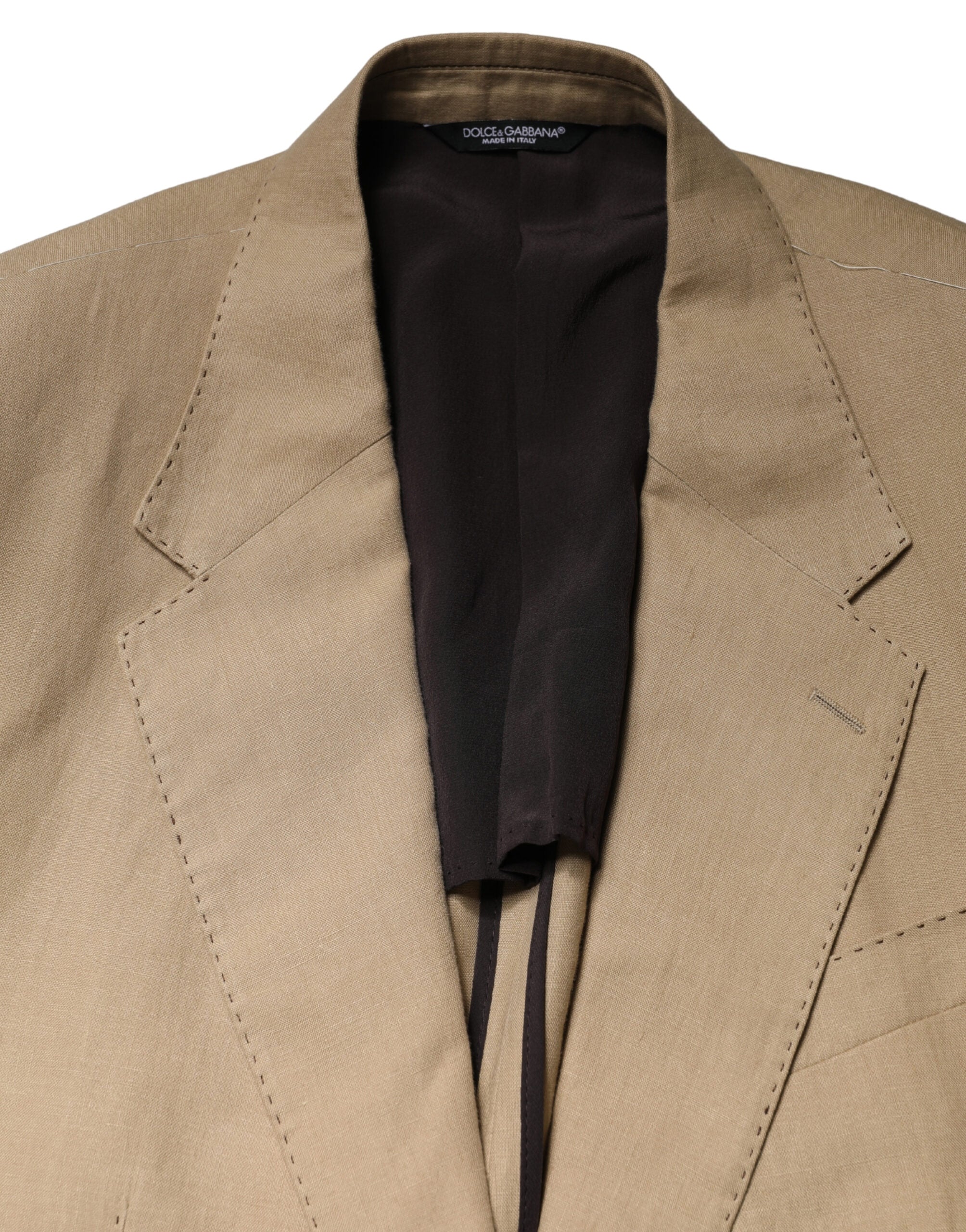 Beige TAORMINA Single Breasted Formal 2 Piece Suit - ventzia