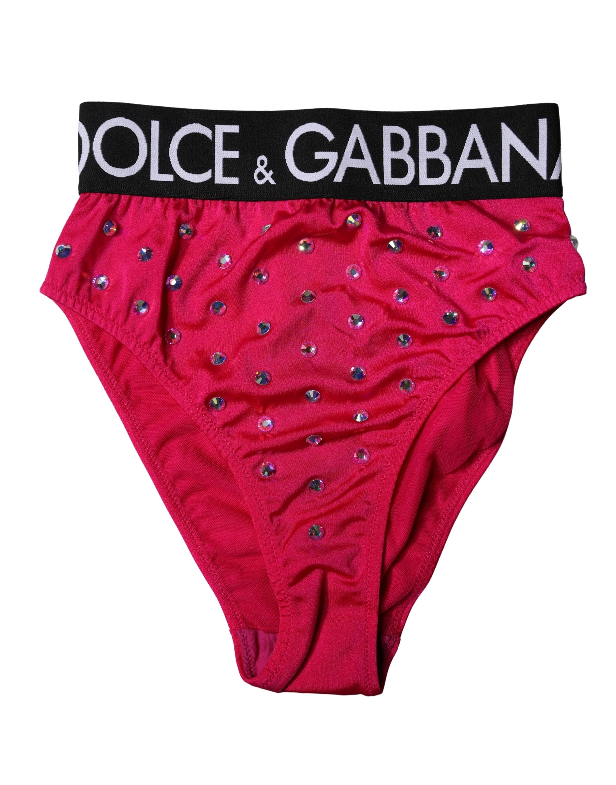 Pink Embellished High-Waist Brief Logo Underwear - ventzia