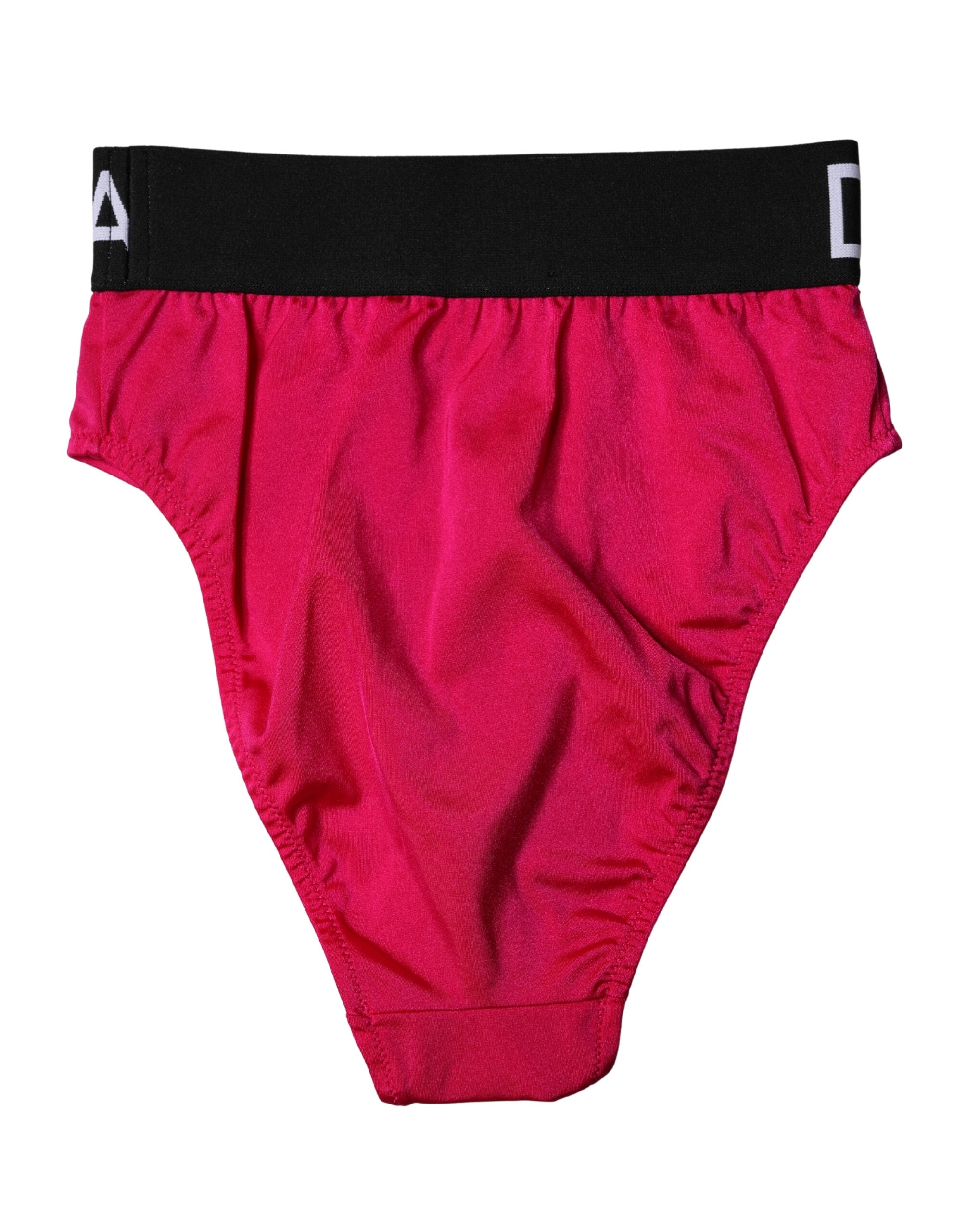 Pink Embellished High-Waist Brief Logo Underwear - ventzia