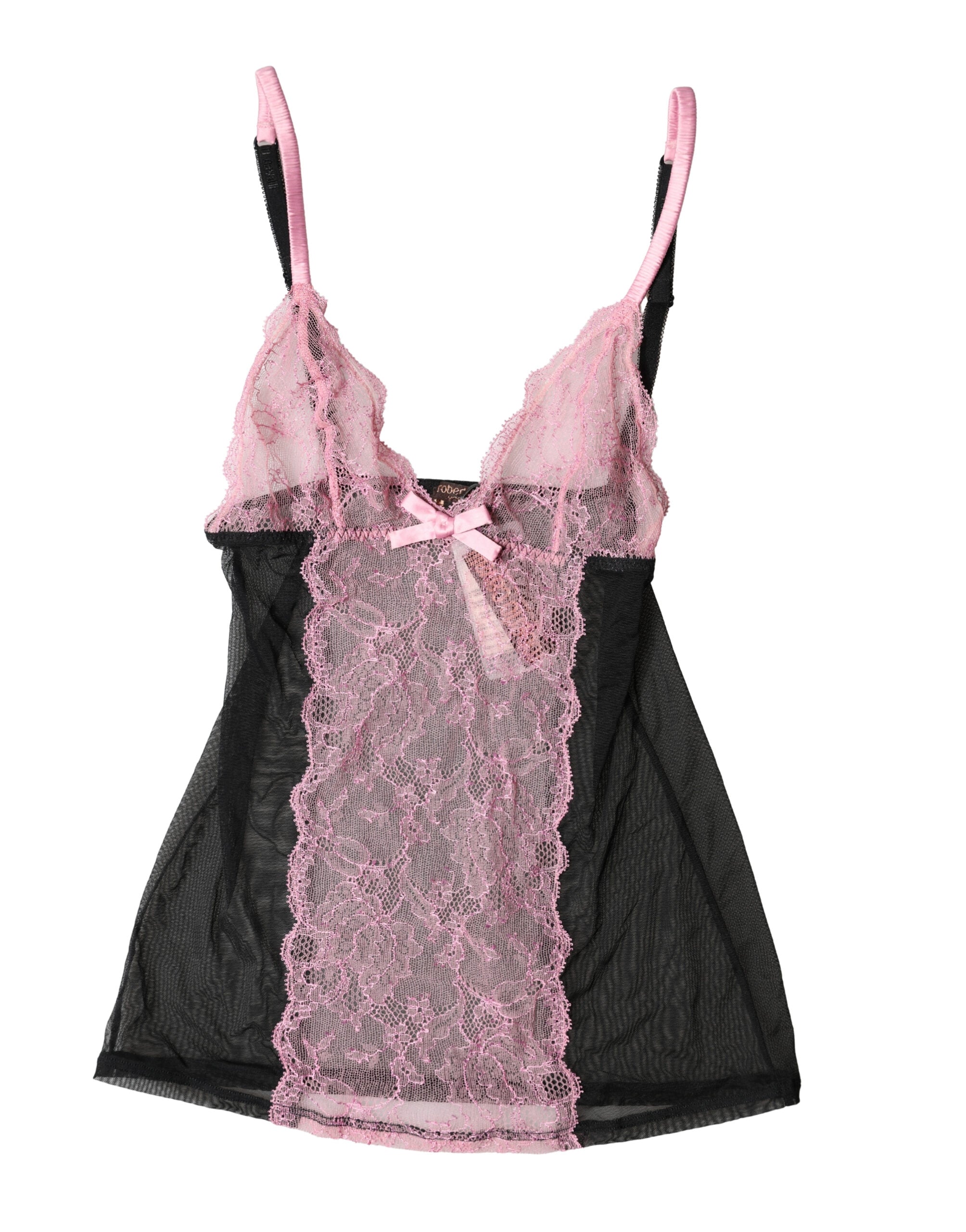 Black Pink Floral Lace Lingerie Top Underwear - ventzia