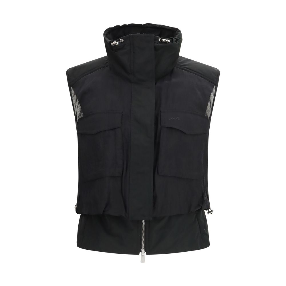 Black Nylon Sleveless Jacket - ventzia