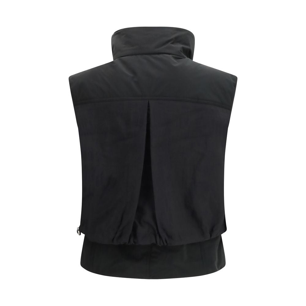 Black Nylon Sleveless Jacket - ventzia