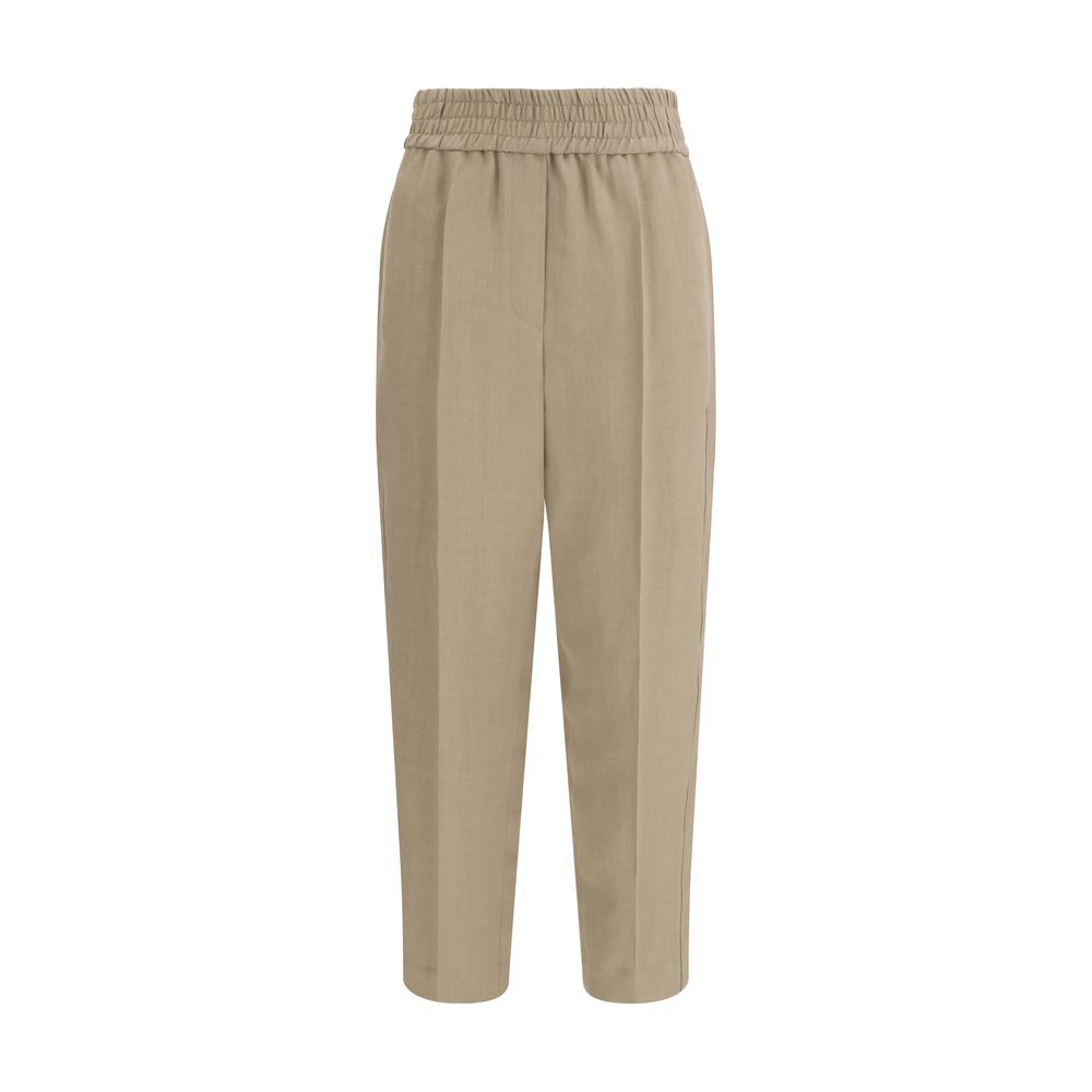 Beige Viscose Casual Pants - ventzia