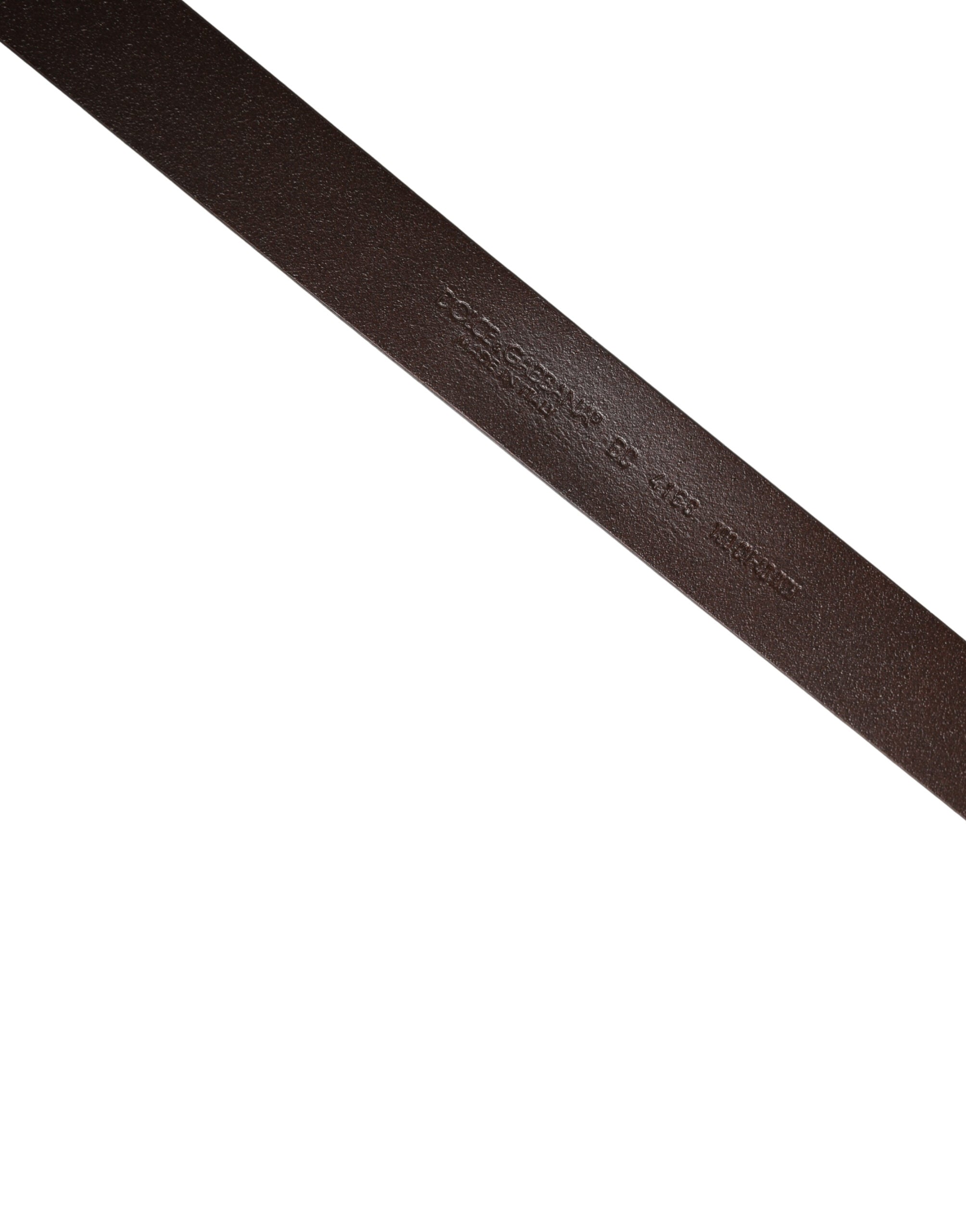 Brown Leather Logo Metal Buckle Men Belt - ventzia