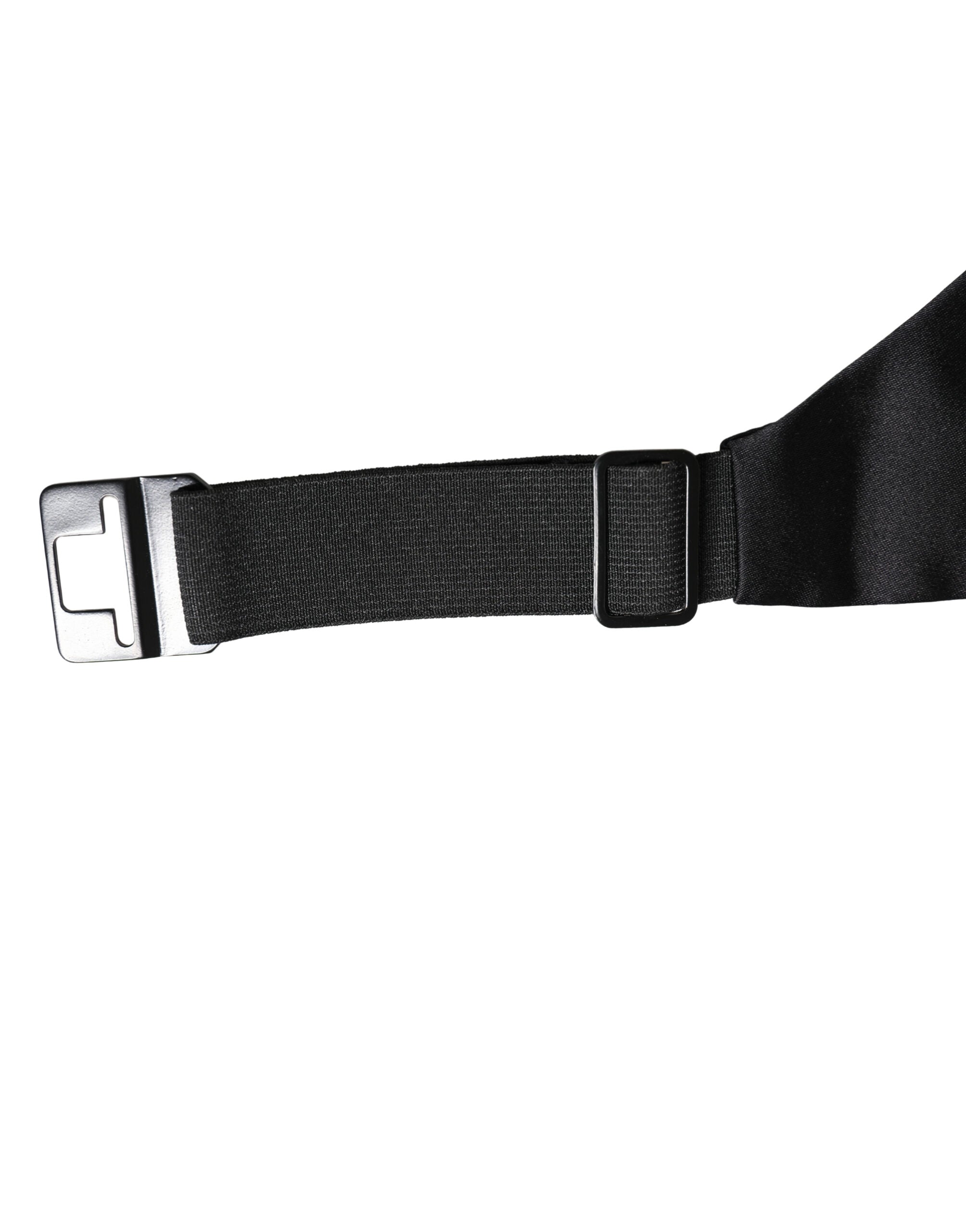 Black 100% Silk Wide Belt Waist Cummerbund - ventzia