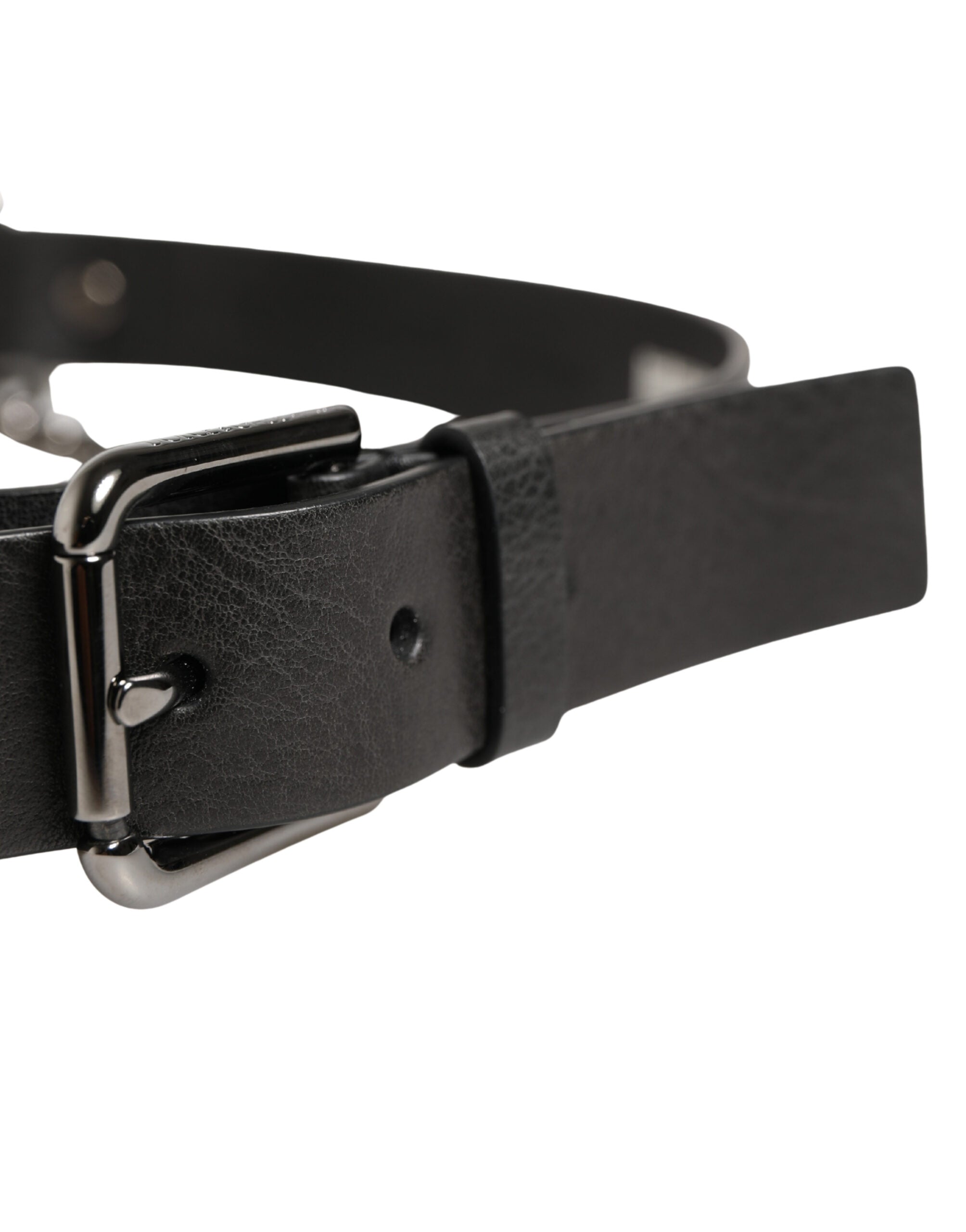 Black Leather Silver Chain Waist Men Belt - ventzia