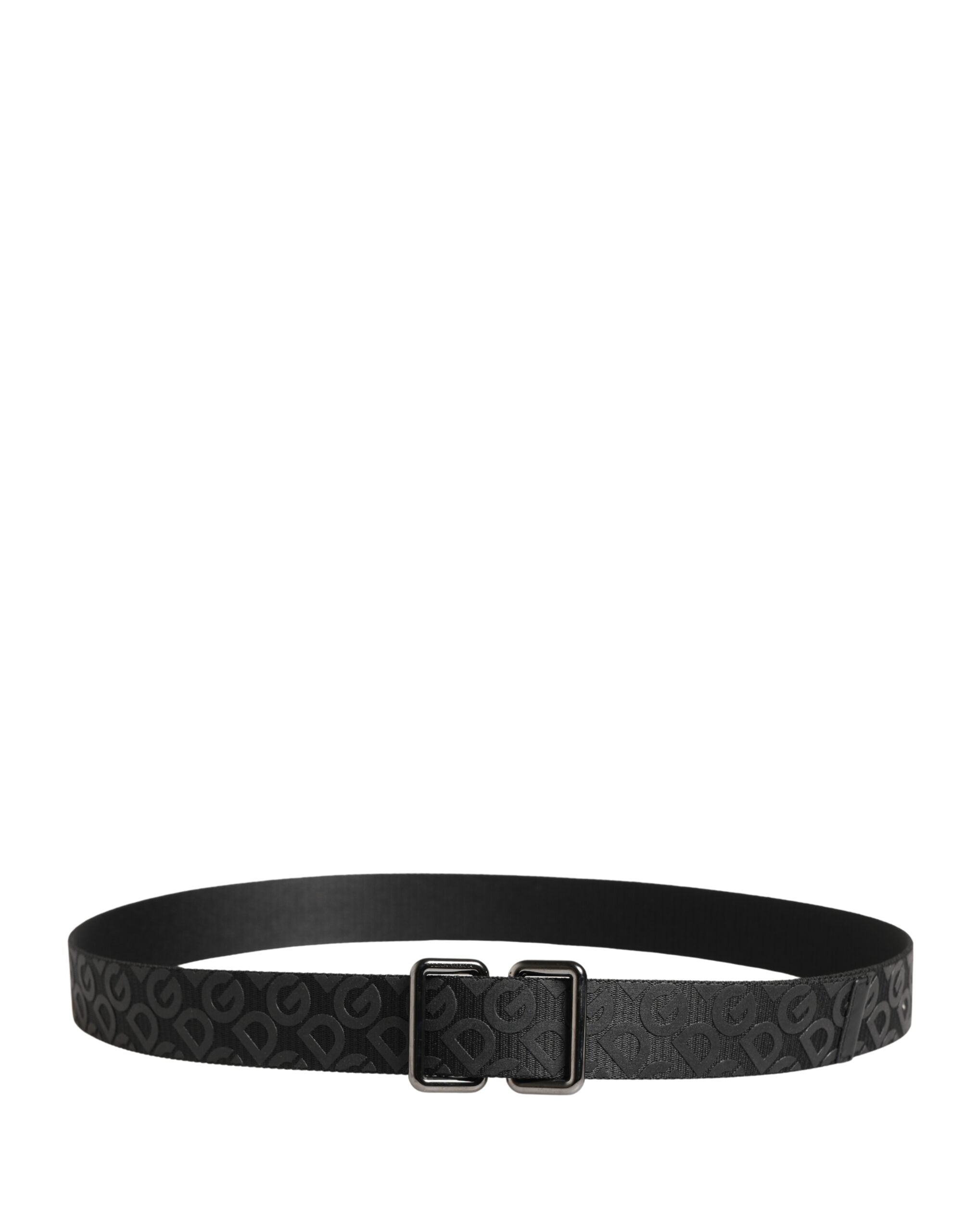Black Logo Monogram Silver Metal Buckle Belt - ventzia