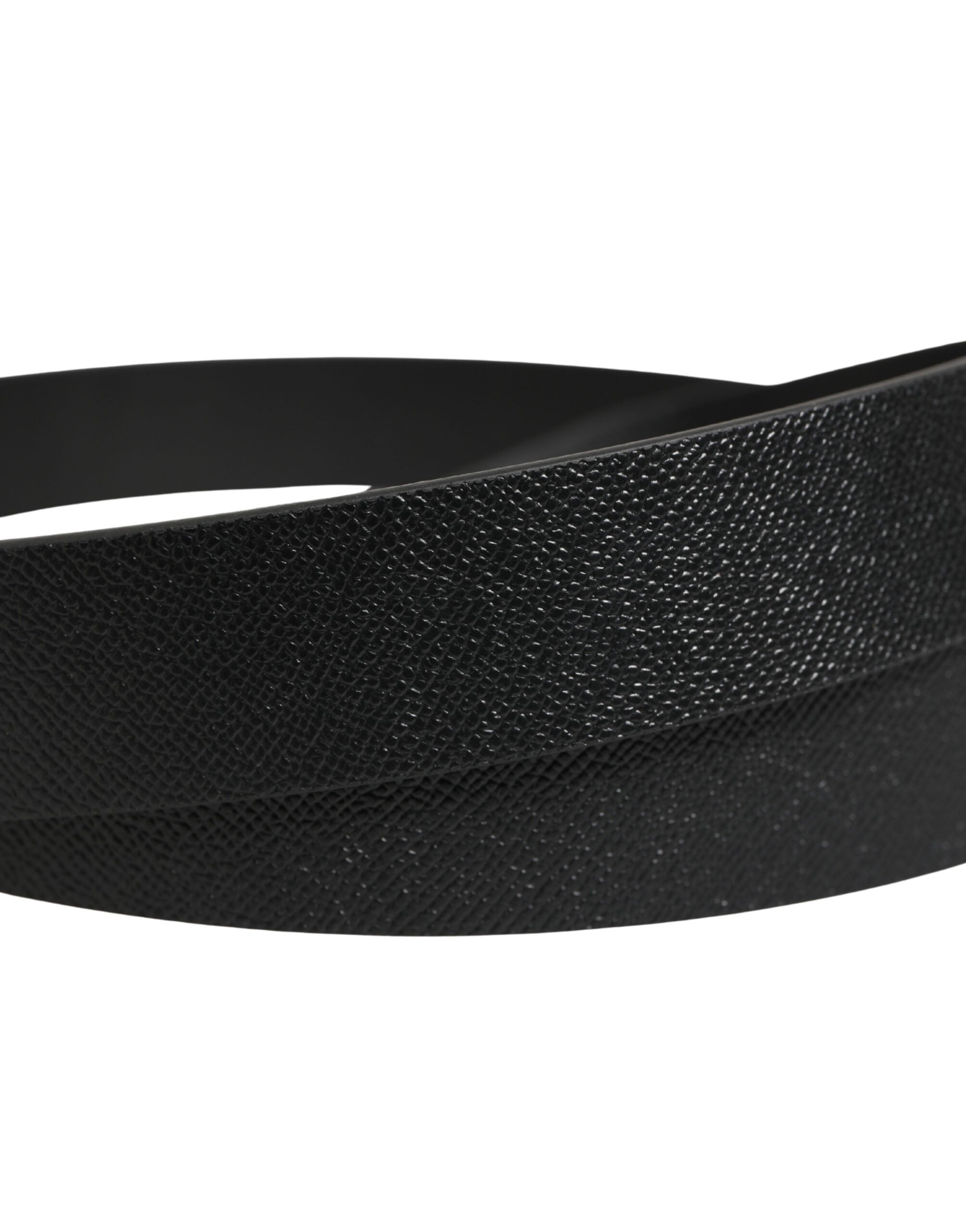 Black Calf Leather Silver Metal Buckle Belt - ventzia