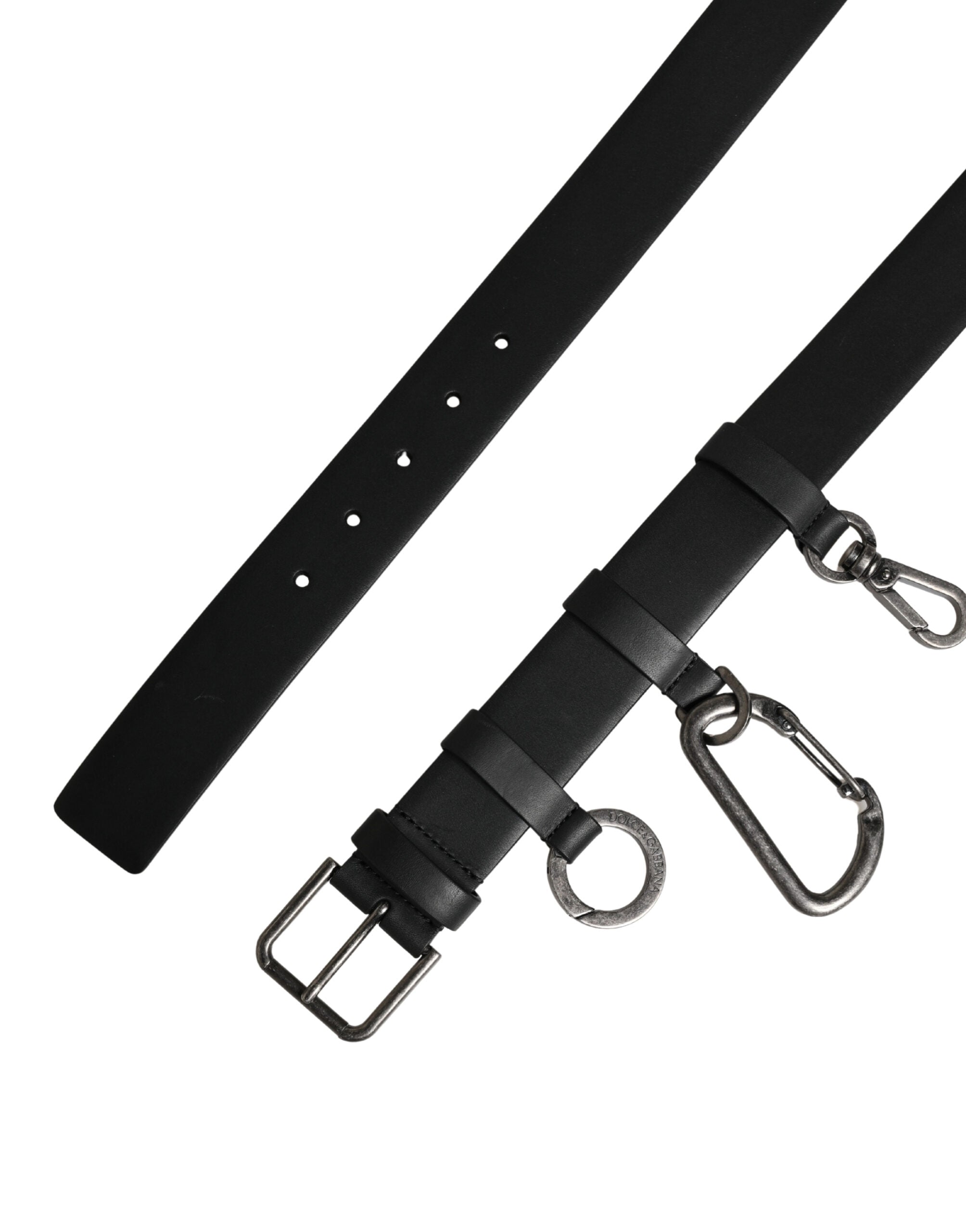 Black Calf Leather Silver Metal Buckle Belt - ventzia
