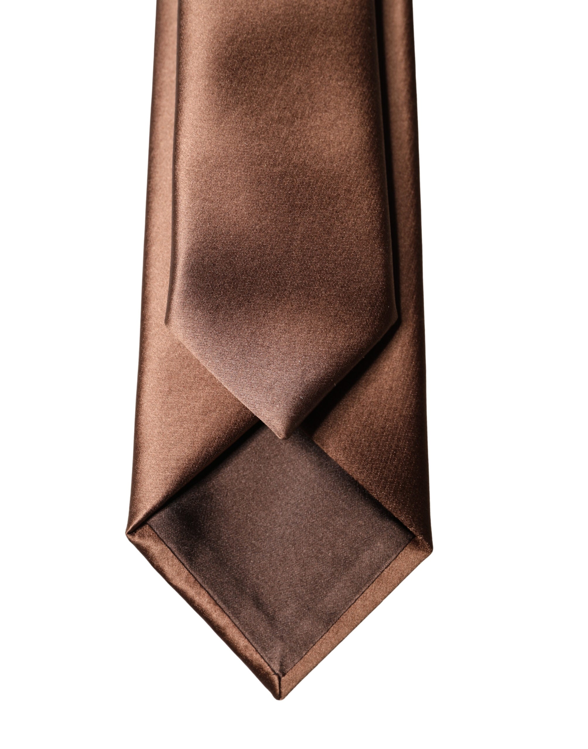 Brown Satin 100% Silk Wide Adjustable Men Necktie Tie - ventzia