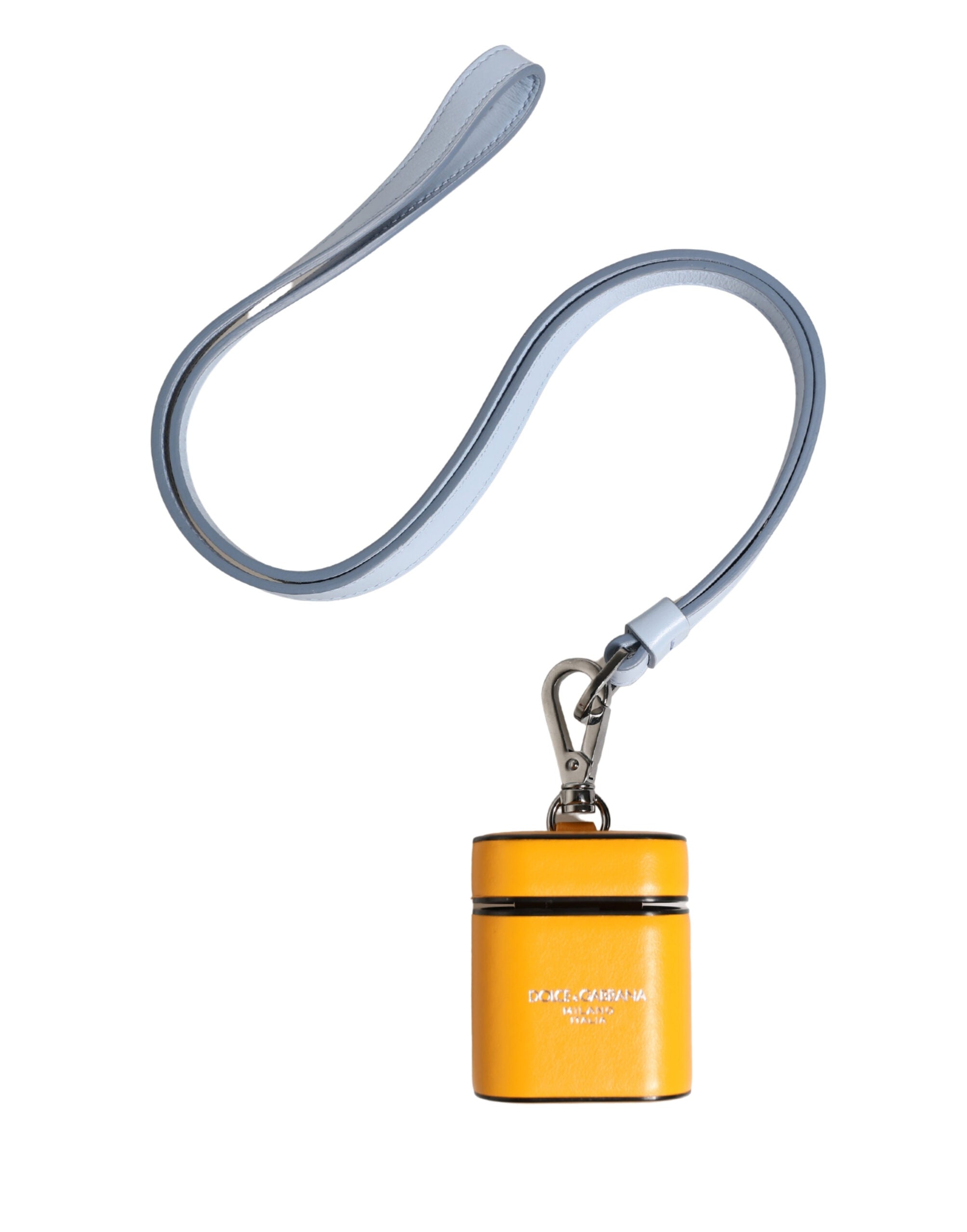 Case Yellow Calf Leather Logo Flip Holder Strap Airpods - ventzia