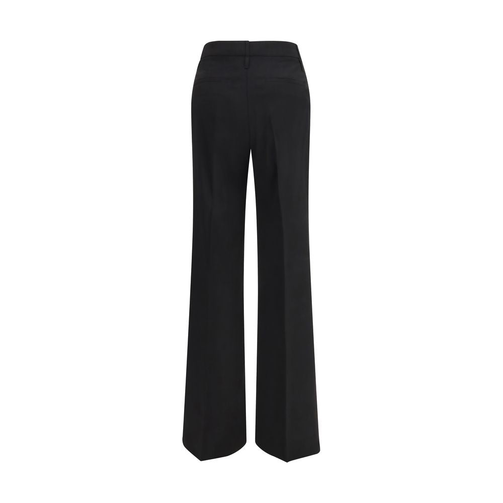 Black Fleece Wool Flared Pants - ventzia