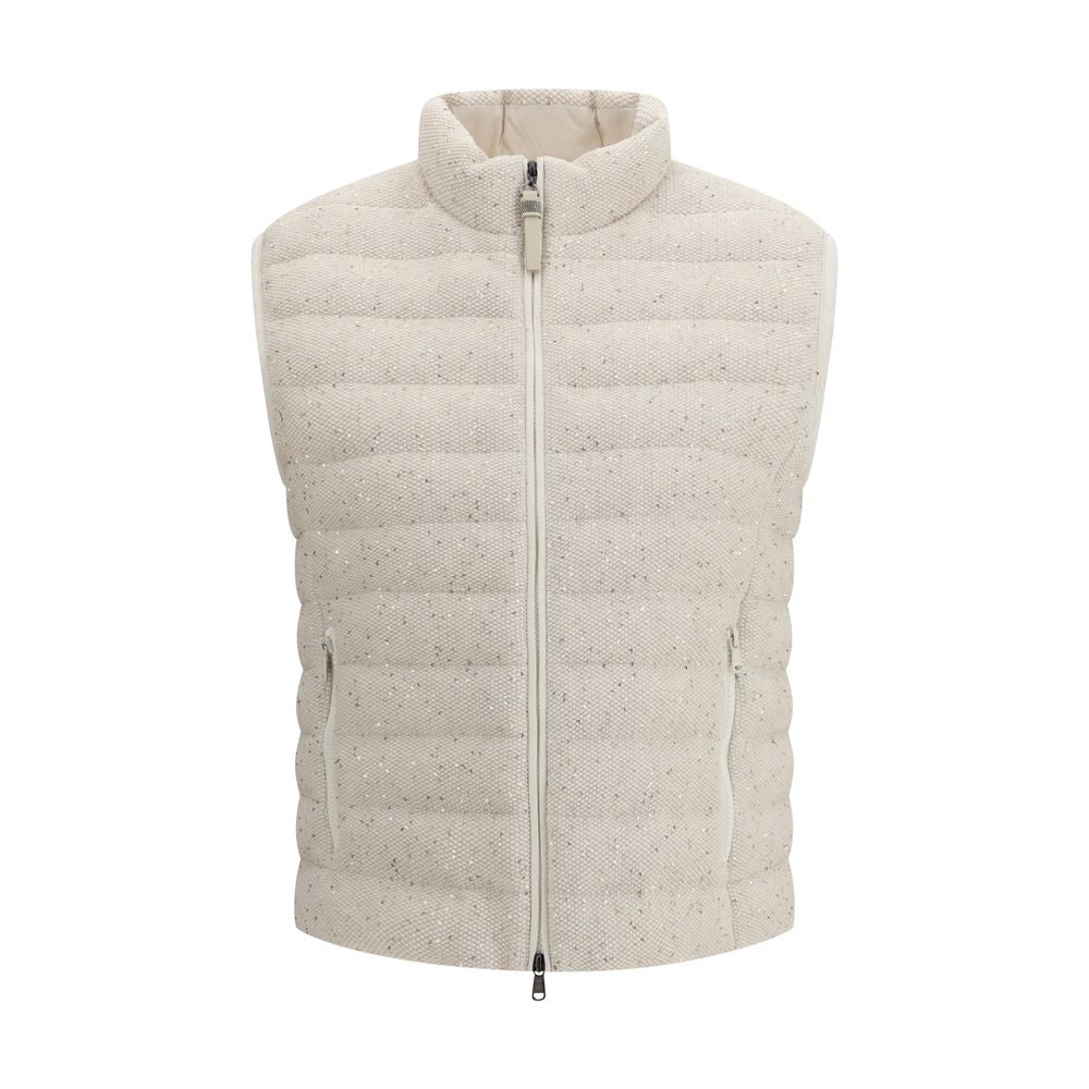 Beige Goose Down Sleveless Jacket - ventzia