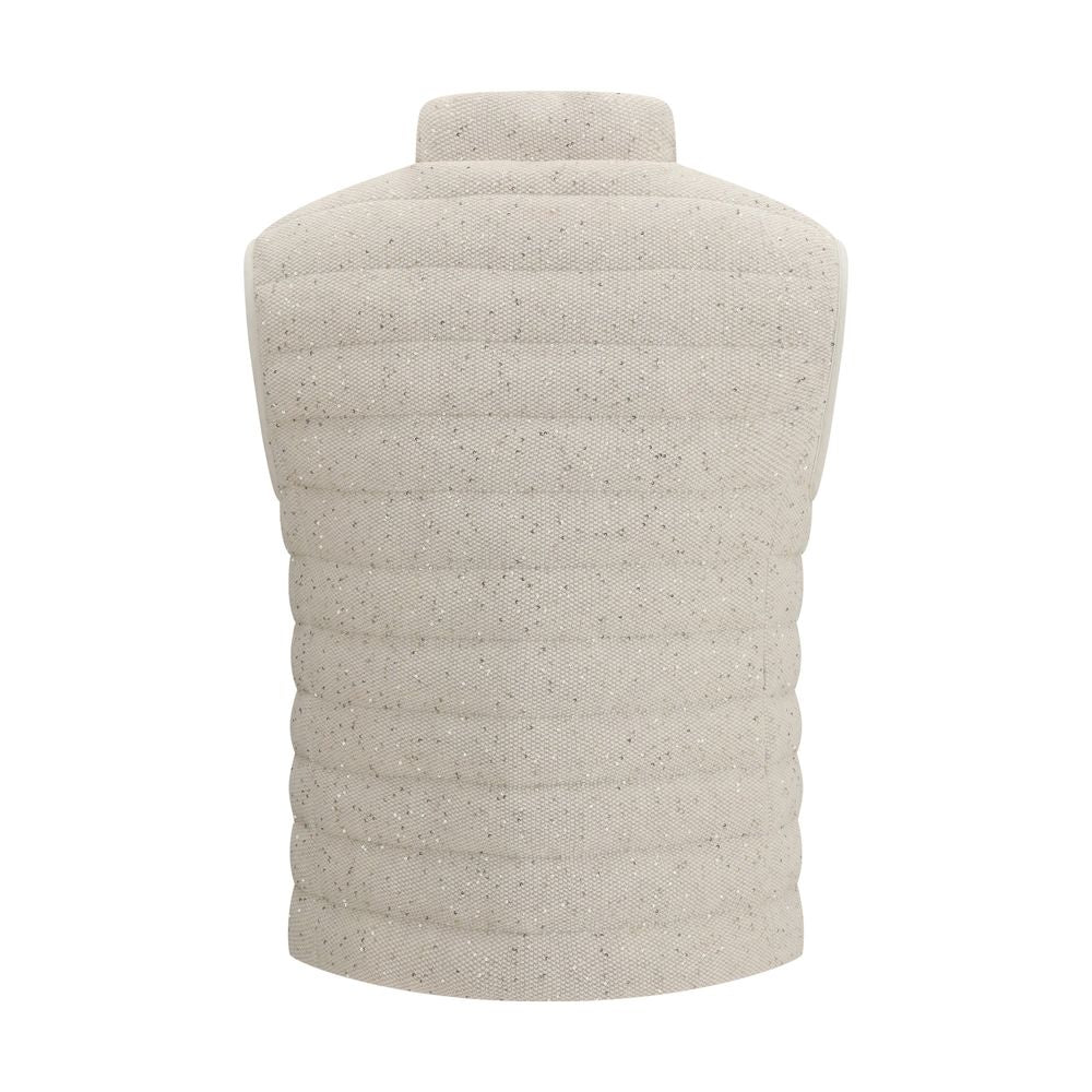 Beige Goose Down Sleveless Jacket - ventzia