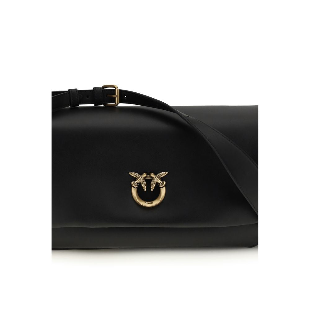 Black Calf Leather Bos Taurus Shoulder Bag - ventzia