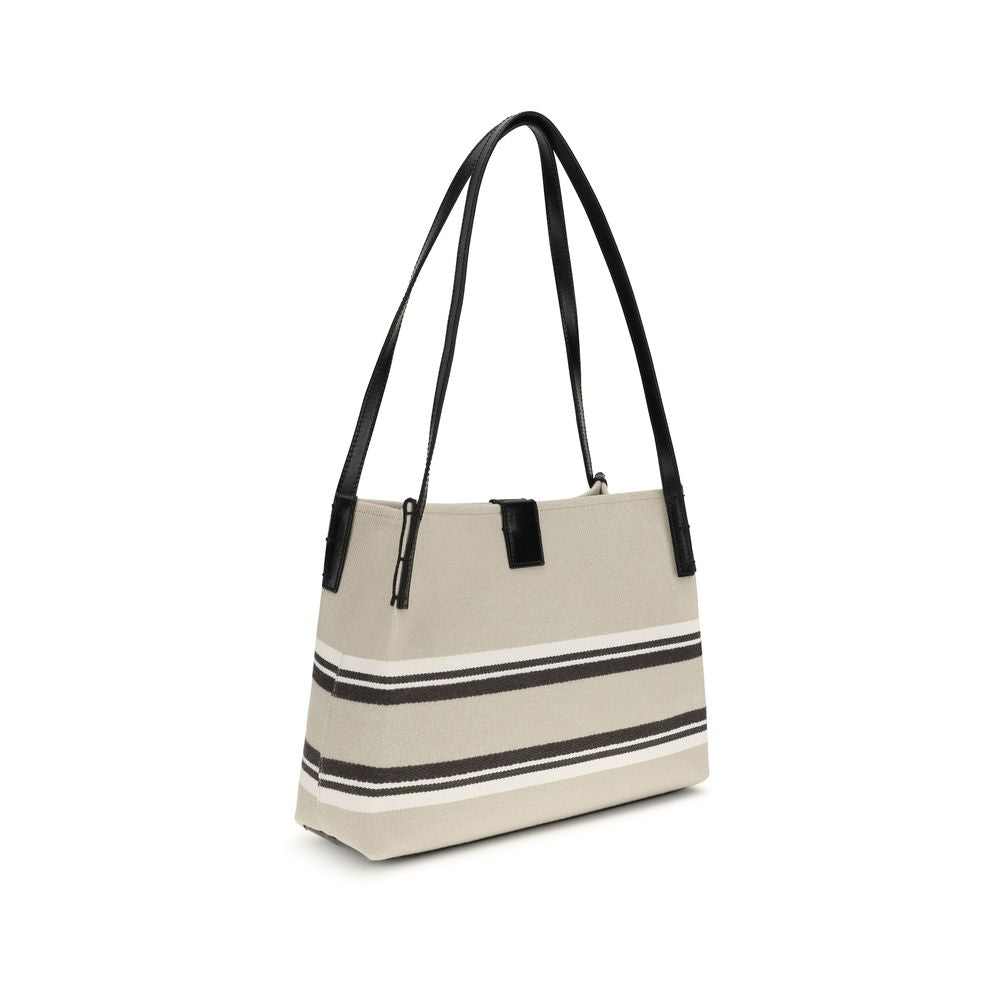 Beige Cotton Shoulder Bag - ventzia