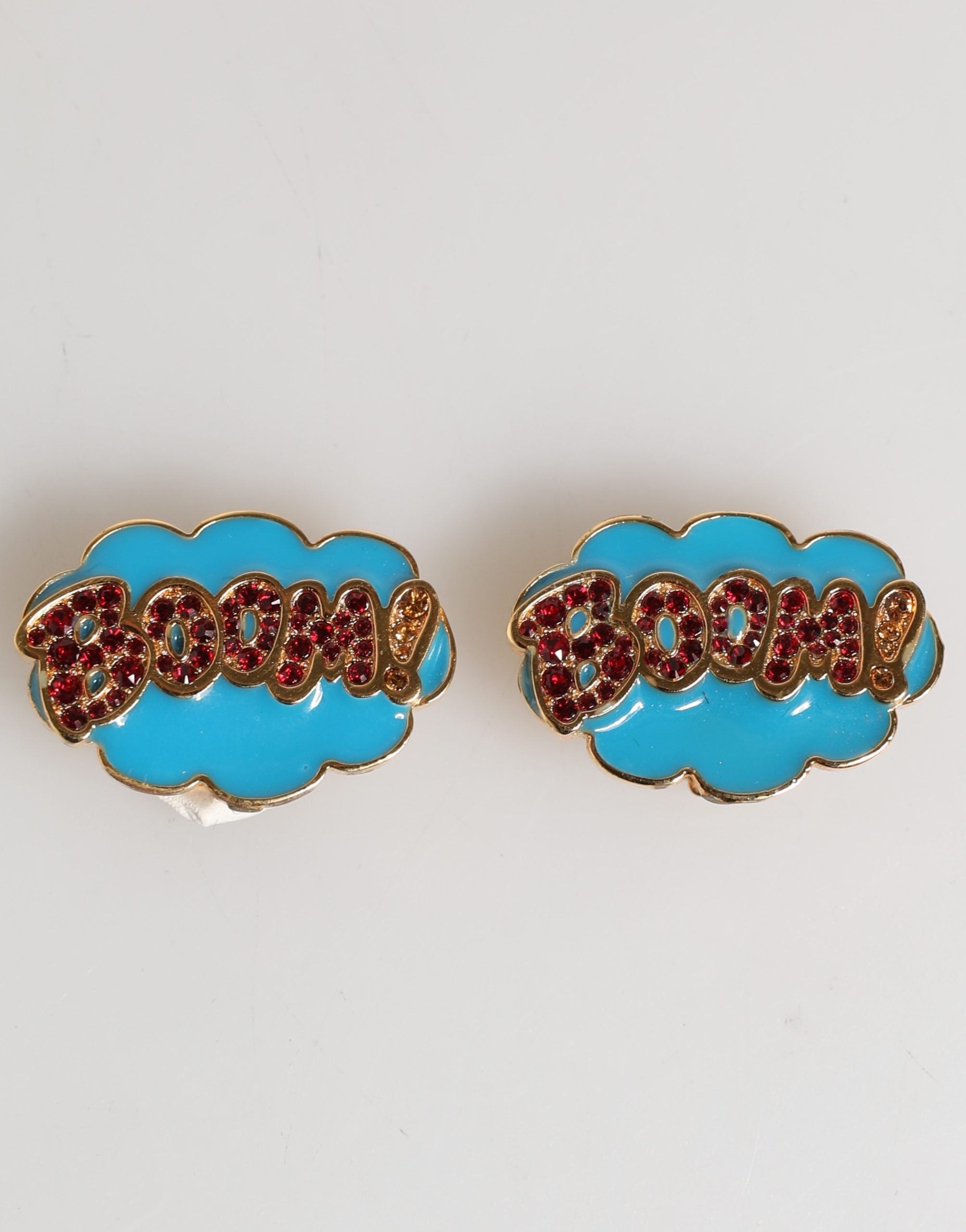 Gold Brass BOOM Cartoon Crystal Clip-On Women - ventzia