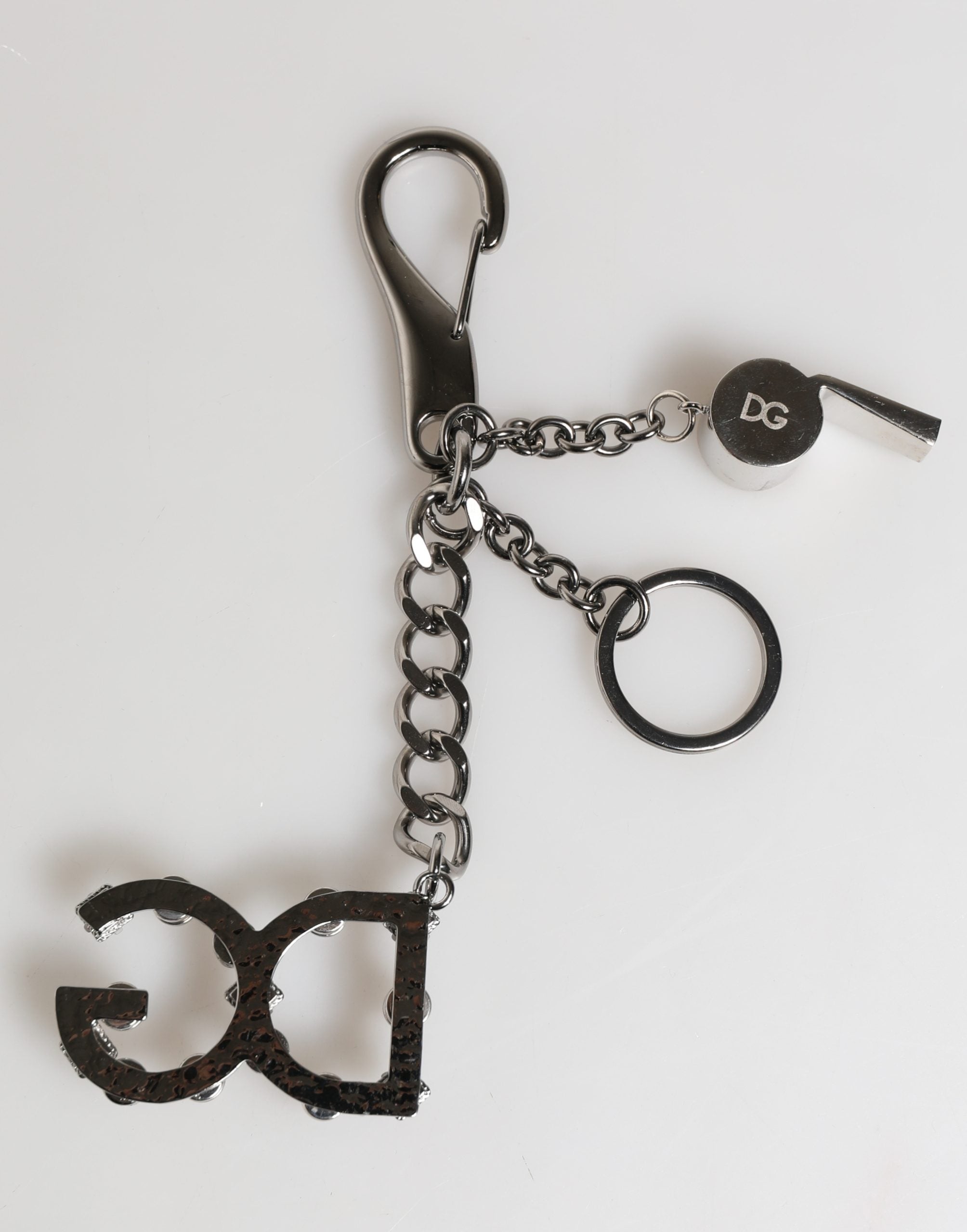Silver Brass Metal DG Logo Crystal Ring Keyring Keychain - ventzia