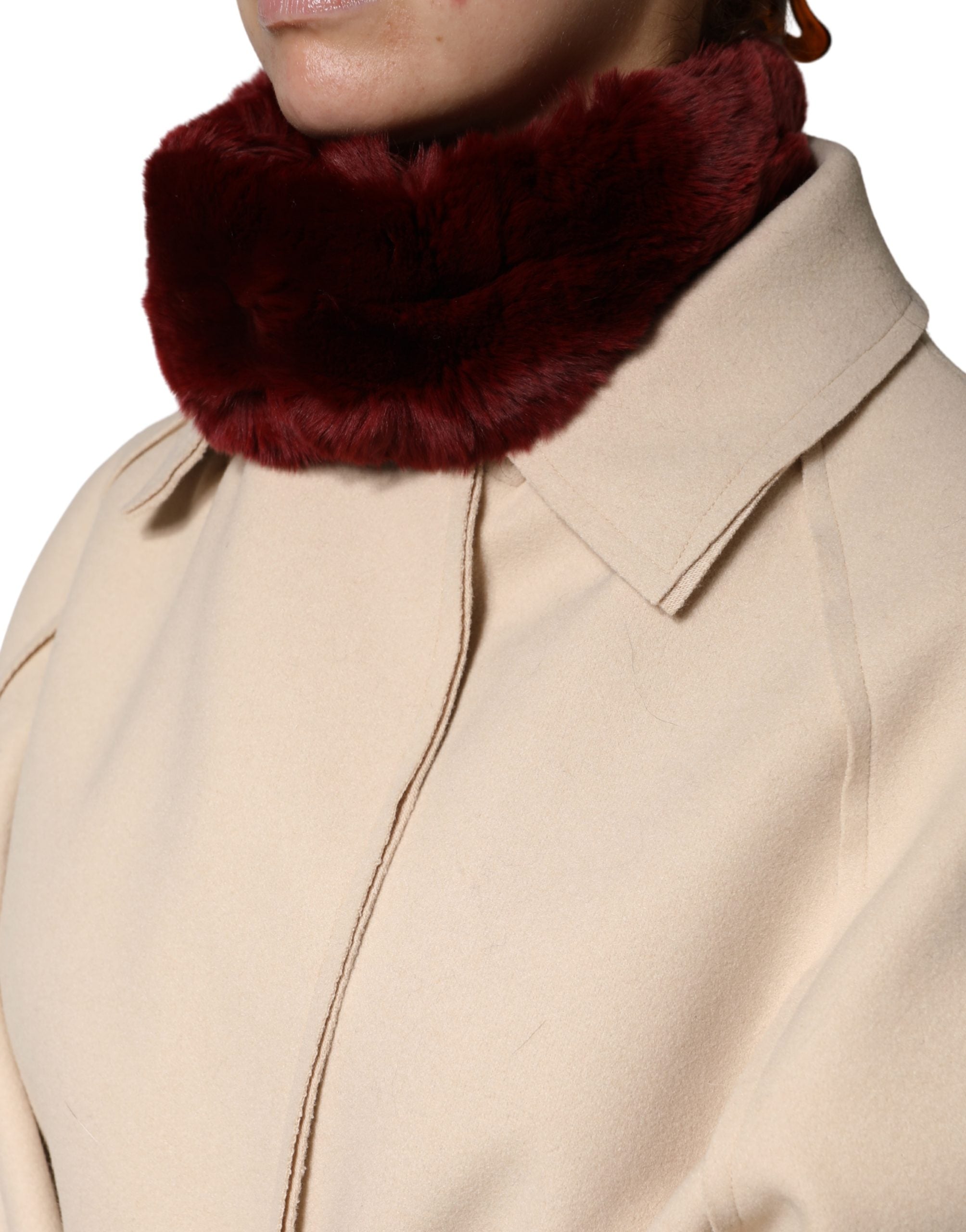 Red Lamb Fur Collar Women Neck Wrap 50cm x 8cm Scarf - ventzia