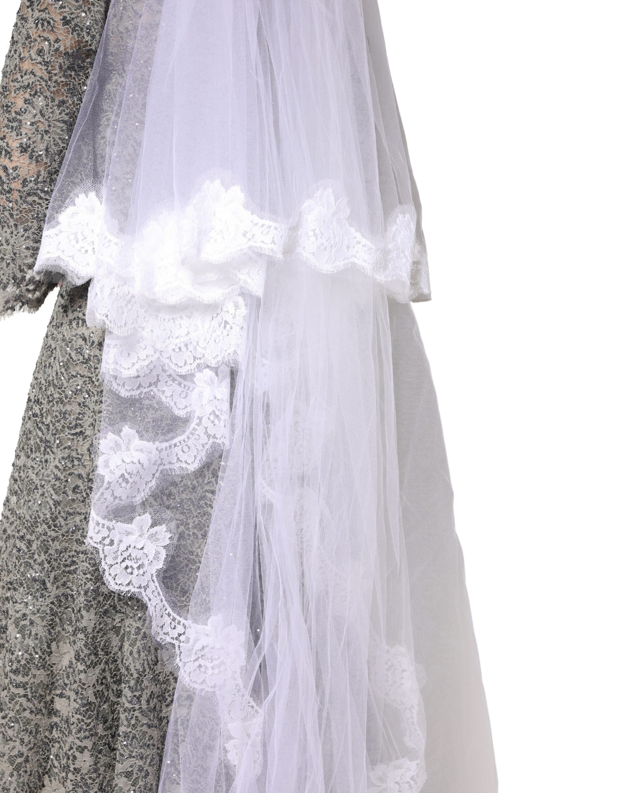 White Floral LaceNylon Floor Length 3M Long Veil - ventzia