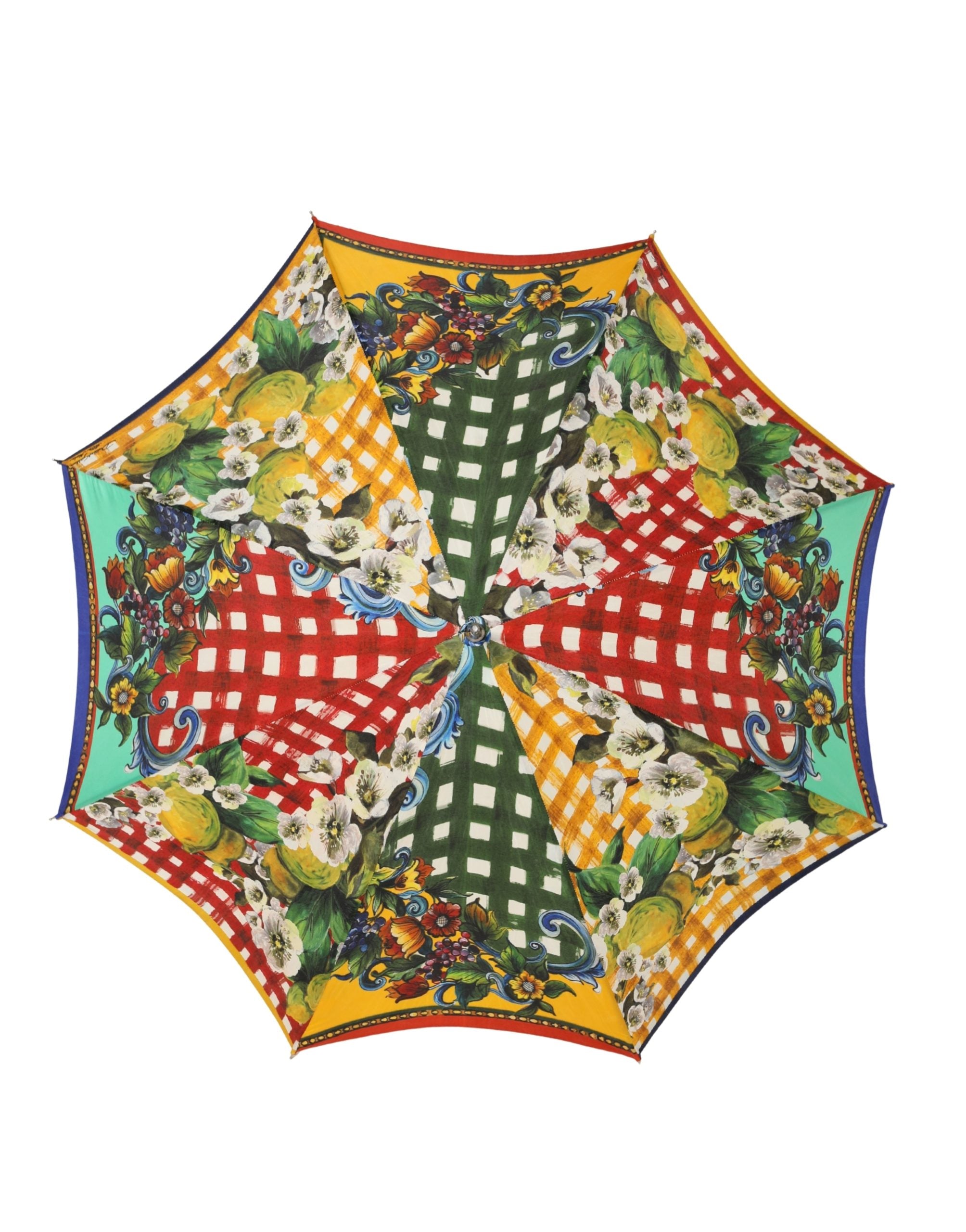 Multicolor Carretto Siciliano Print Collapsible Umbrella - ventzia