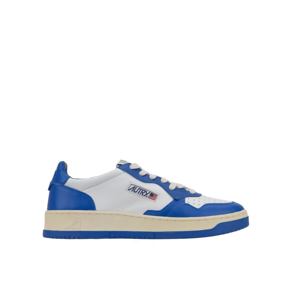 Blue Leather Low Top Sneakers - ventzia
